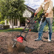 Mini Cultivador com Pega Dobrável e Rodas Reguláveis Fácil de Armazenar Vermelho 104,5 x 102 x 36,5 cm