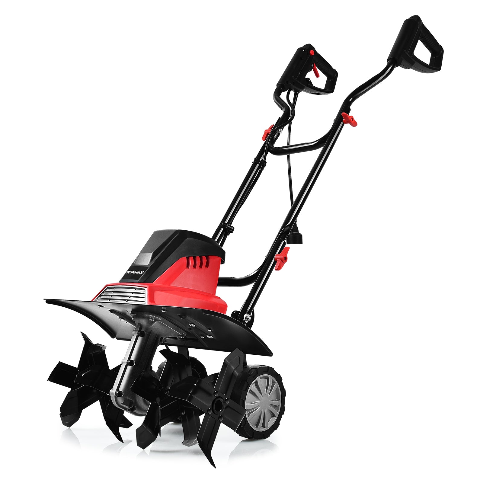 Arado Cincel Eléctrico y Cultivador 1500 W com Empuñadura Plegable e Rodas Reguláveis - Vermelho 104,5 x 100 x 45,5 cm