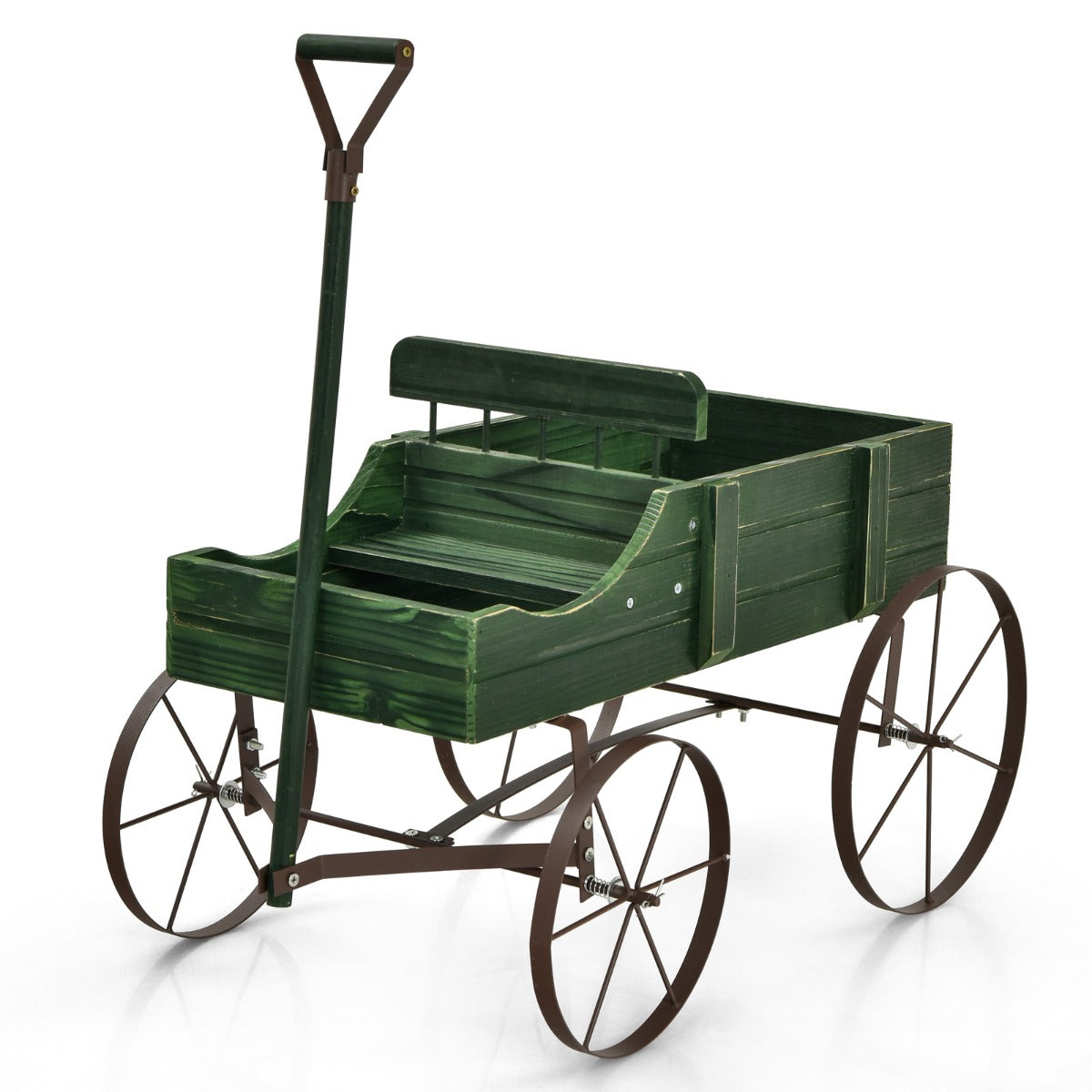 Carro de Madeira com Rodas para Plantas de Jardim e Pátio Verde 62 x 34 x 60 cm