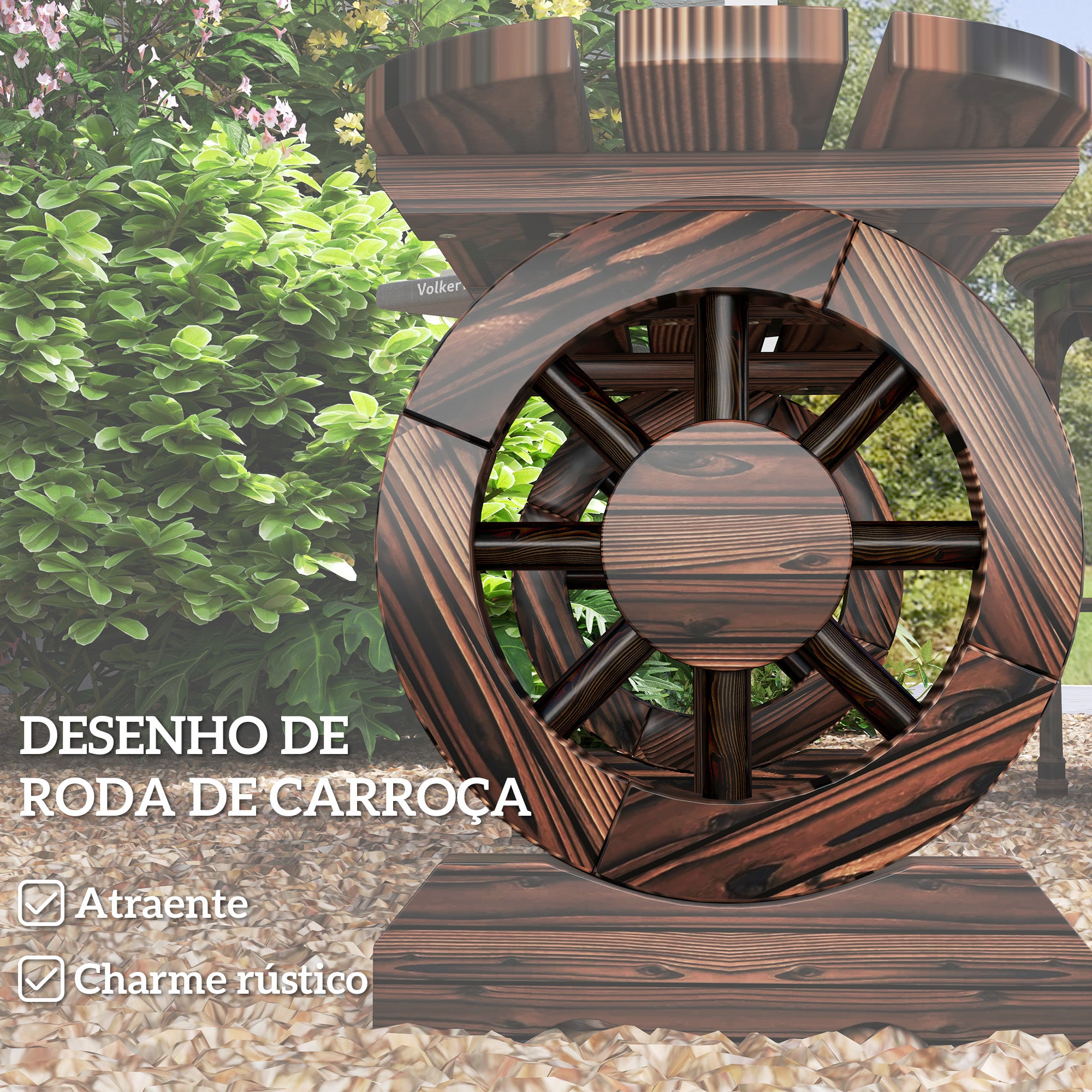 Banco de Jardim 2 Lugares 120x29x39 cm Cor Castanho Rústico