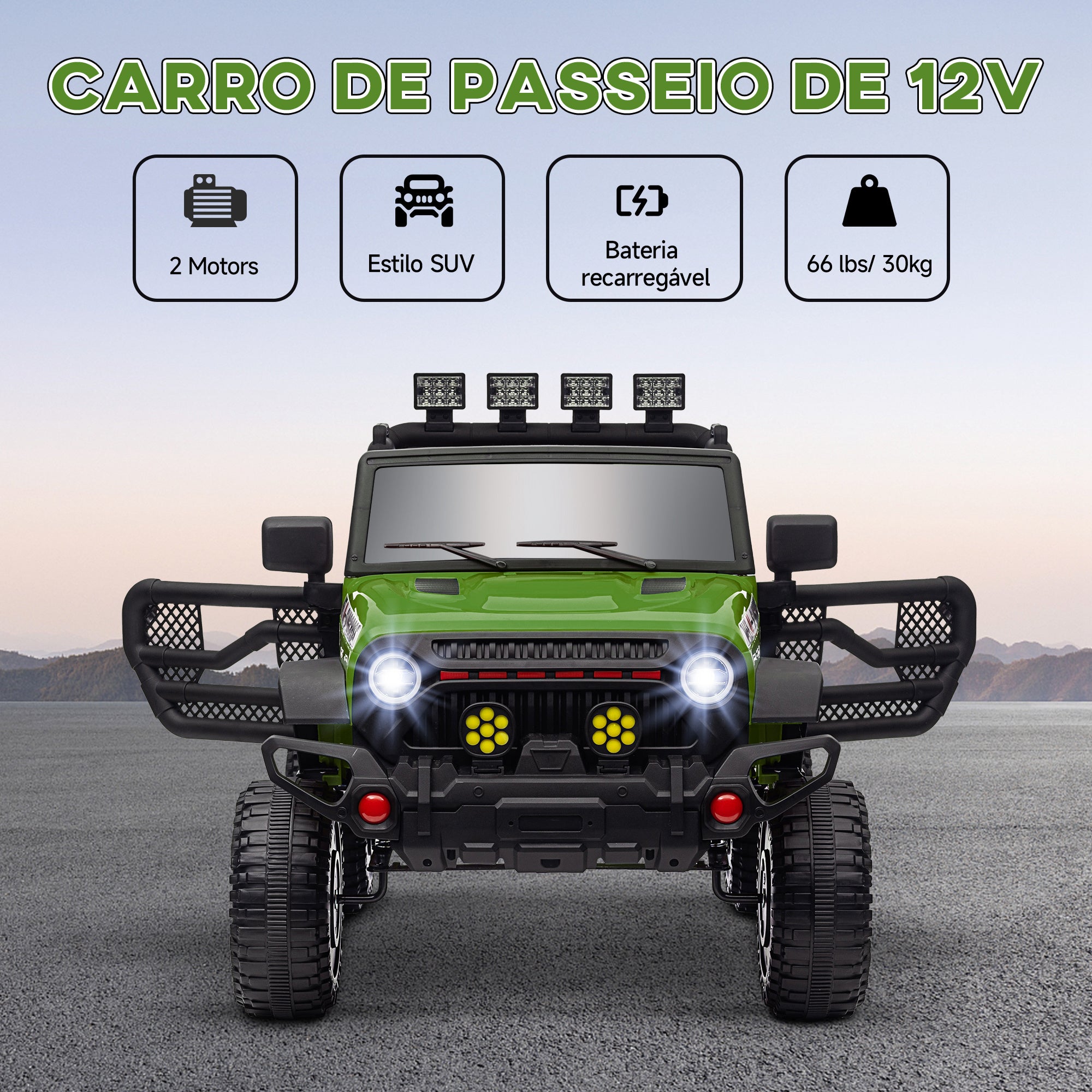 Carro Elétrico Infantil Verde 100x63x65 cm