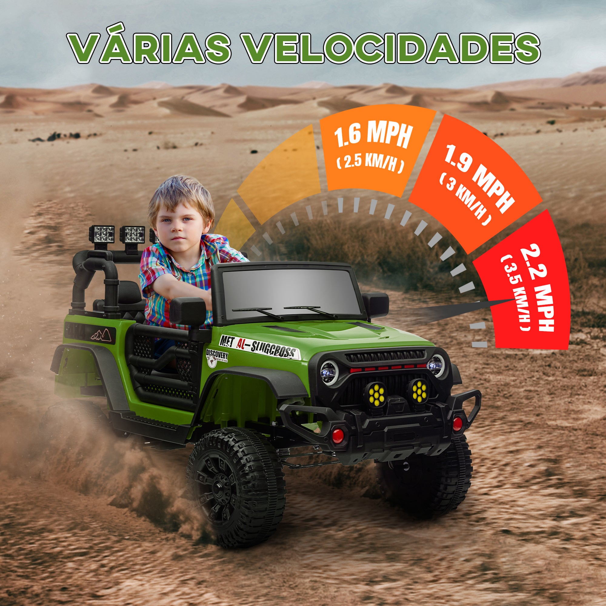 Carro Elétrico Infantil Verde 100x63x65 cm