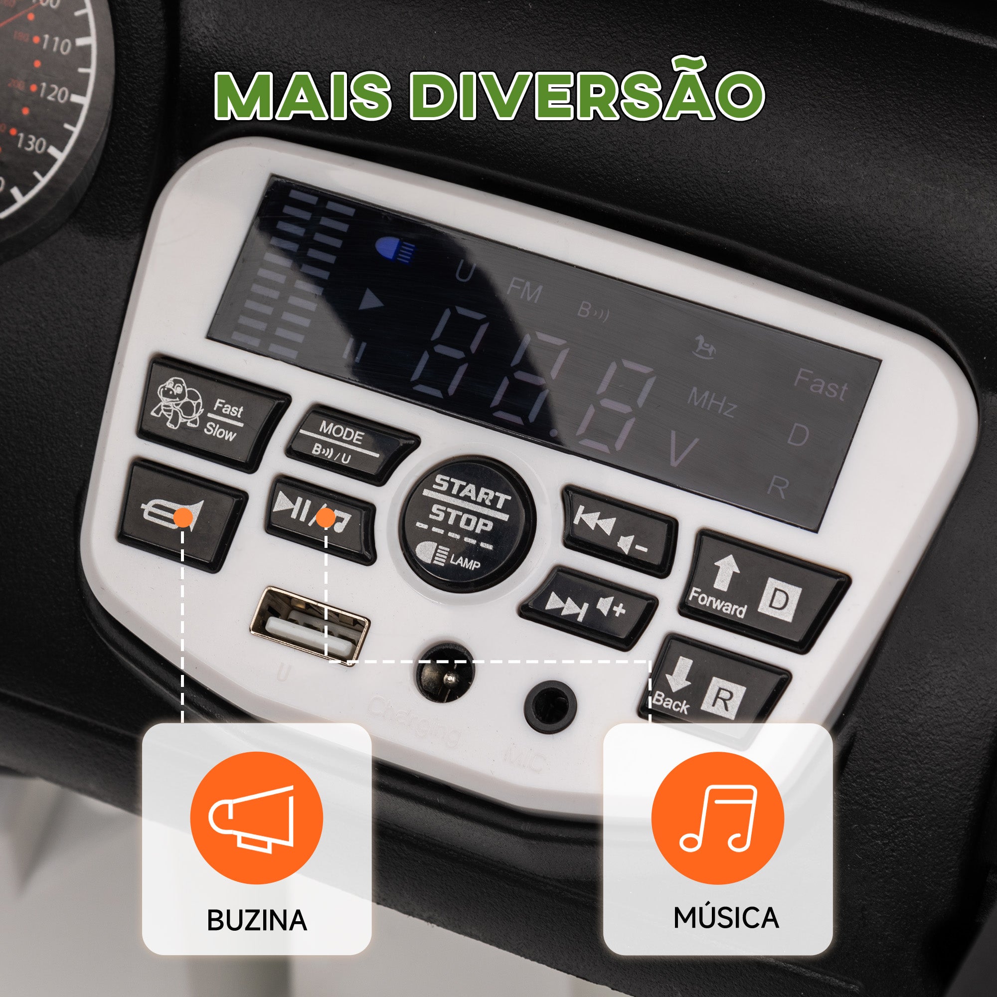 Carro Elétrico Infantil Verde 100x63x65 cm