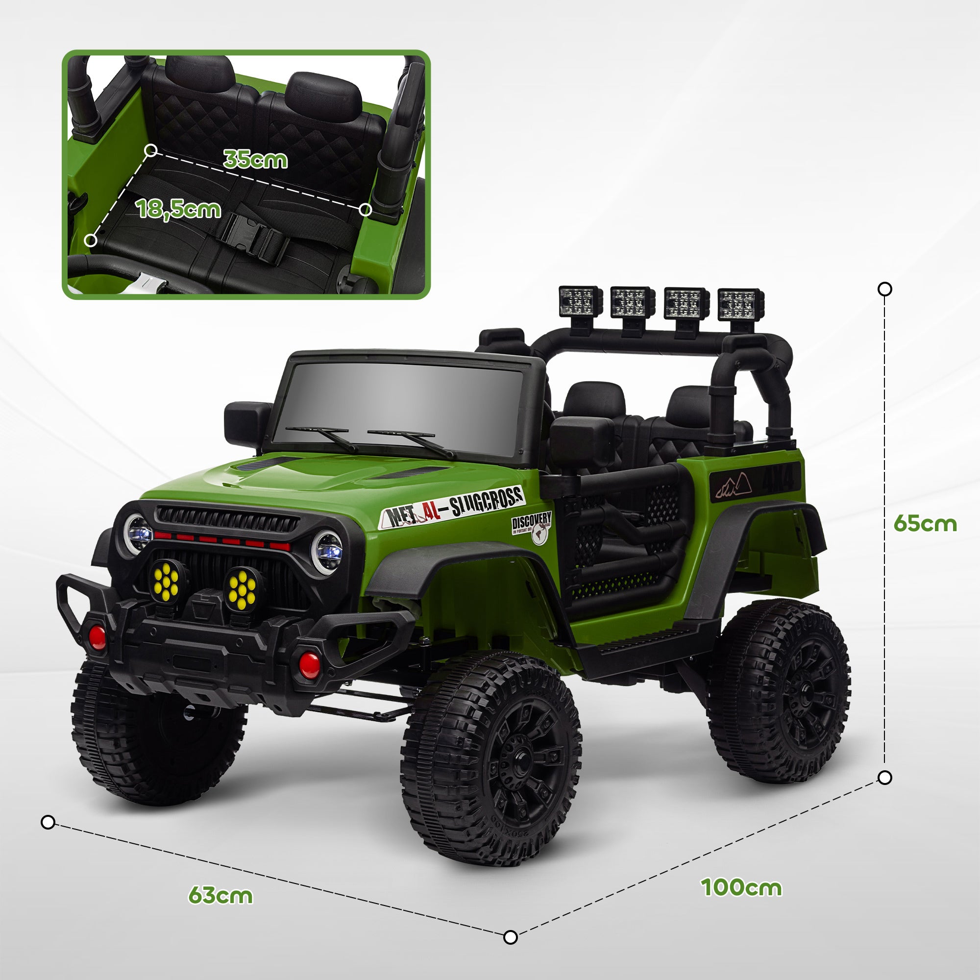 Carro Elétrico Infantil Verde 100x63x65 cm