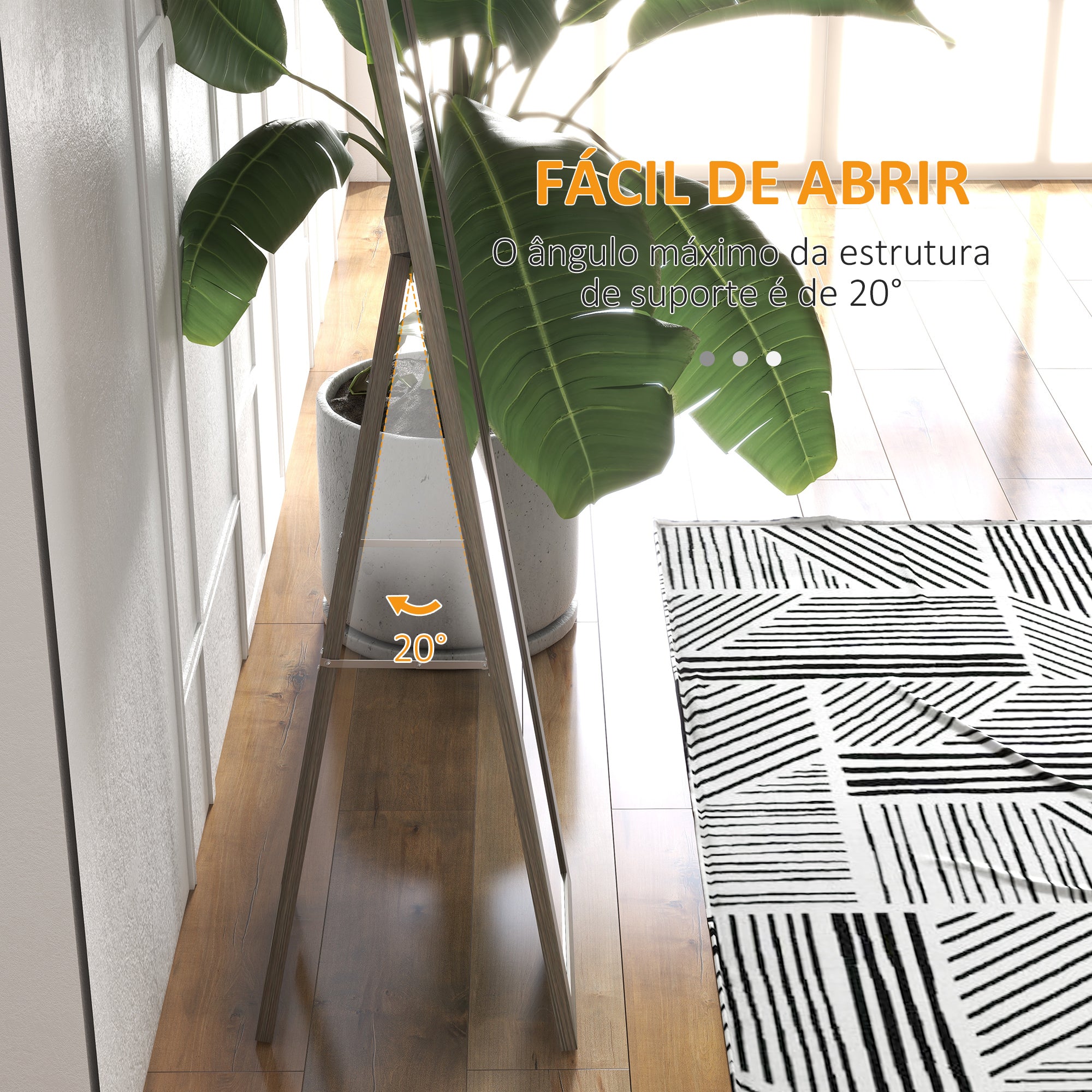 Espelho de corpo inteiro – 37x155 cm – Cinzento – MDF com vidro