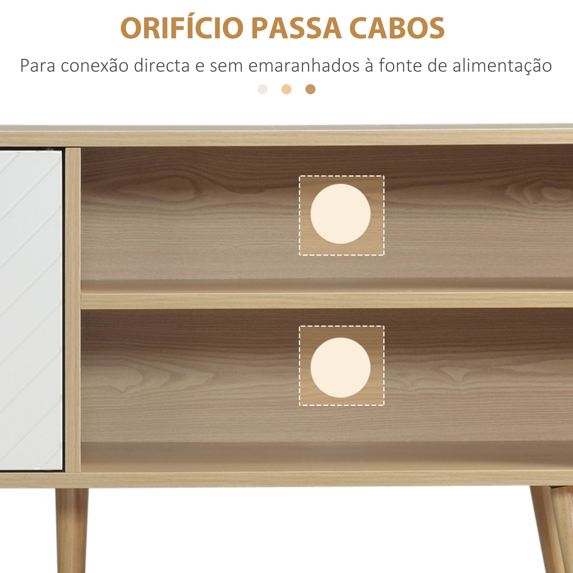 Móvel de TV Moderno para Sala de Estar - 110x39x48,8cm - Madeira e Branco