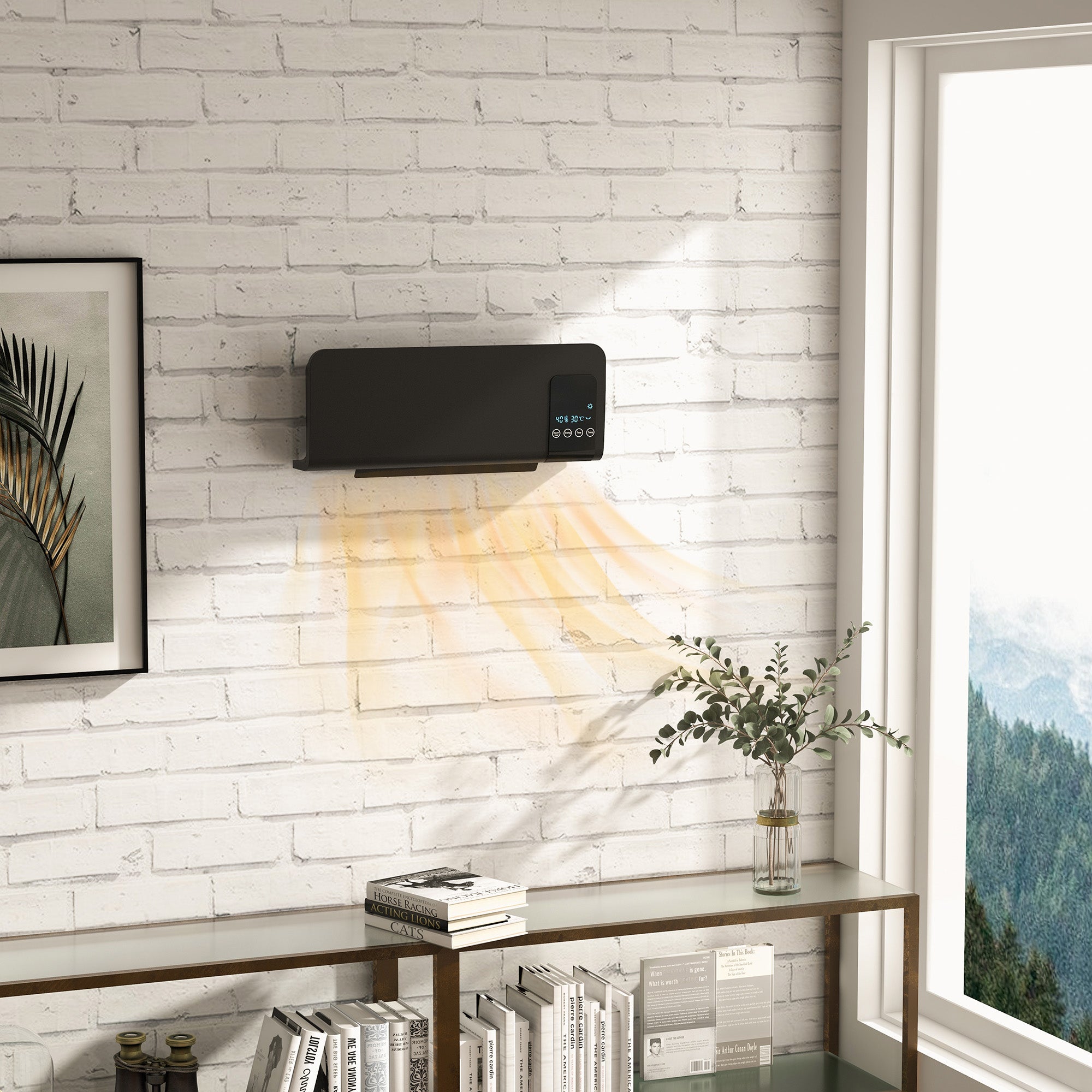 Aquecedor Elétrico de Parede 1000W/2000W Preto 54,5x12x21,5 cm