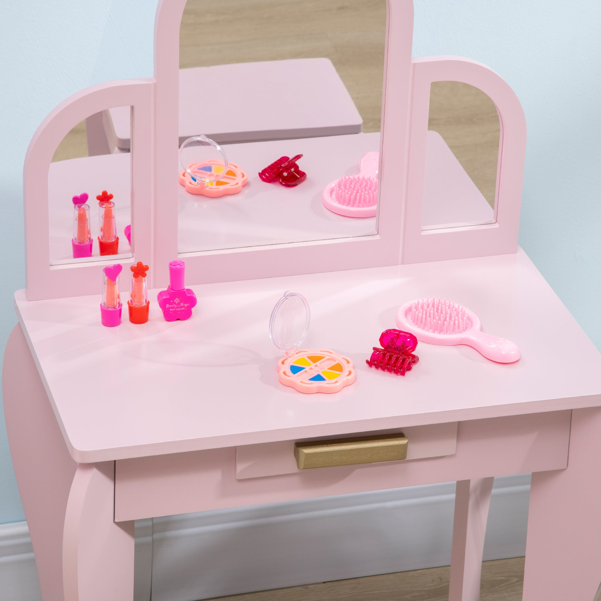 Toucador Infantil de Madeira Rosa 52x32x85 cm