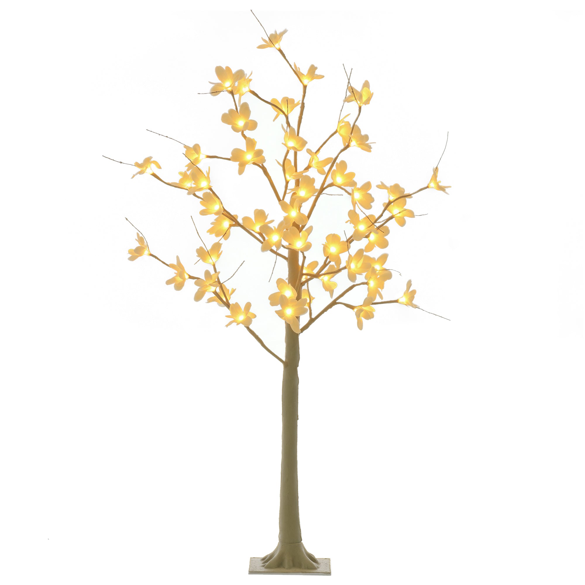 Árvore Cerejeira 120 cm Cáqui e Branco - Luzes LED e Ramos Flexíveis
