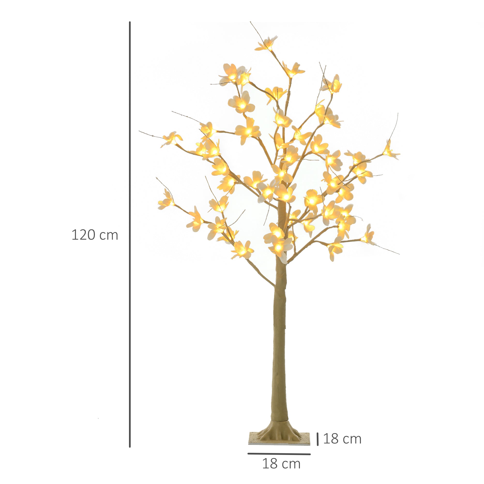 Árvore Cerejeira 120 cm Cáqui e Branco - Luzes LED e Ramos Flexíveis
