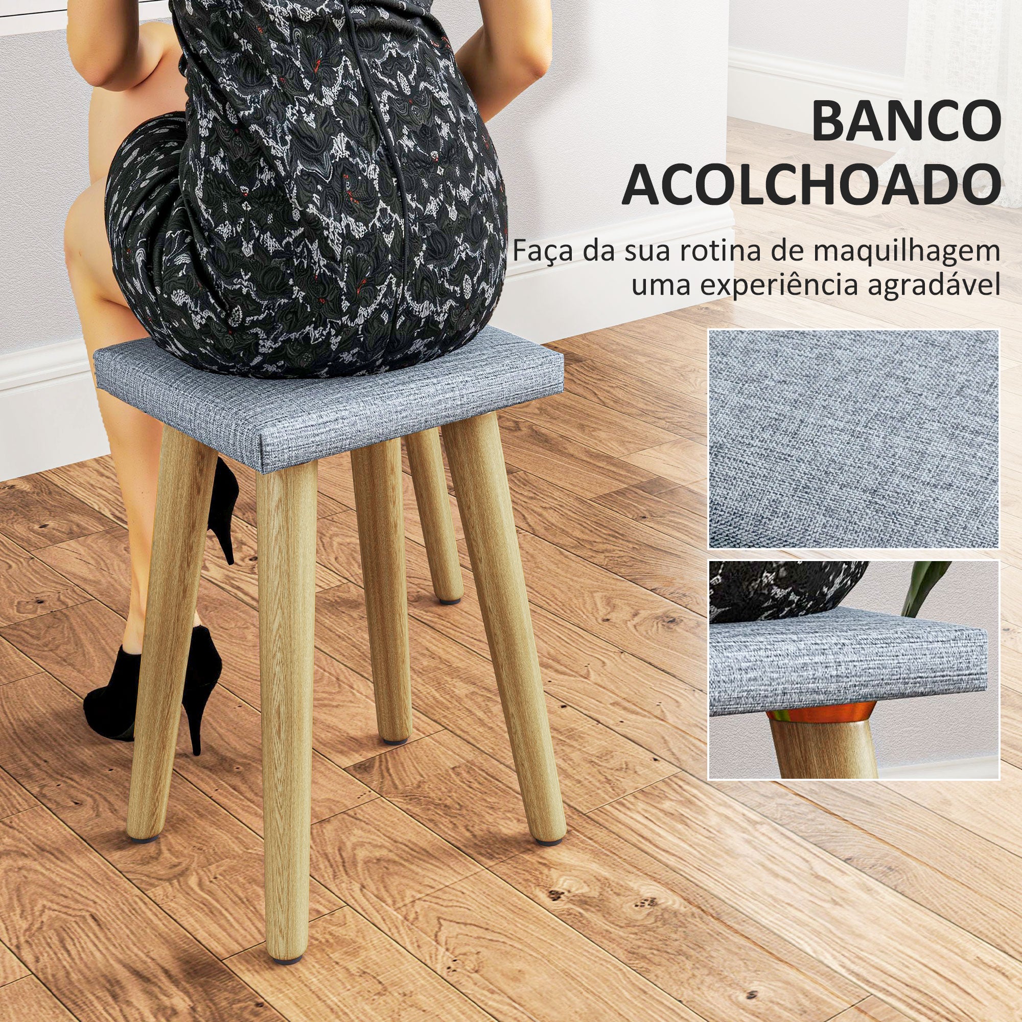 Tocador de Maquilhagem com Luz LED 80x43x133 cm - Branco