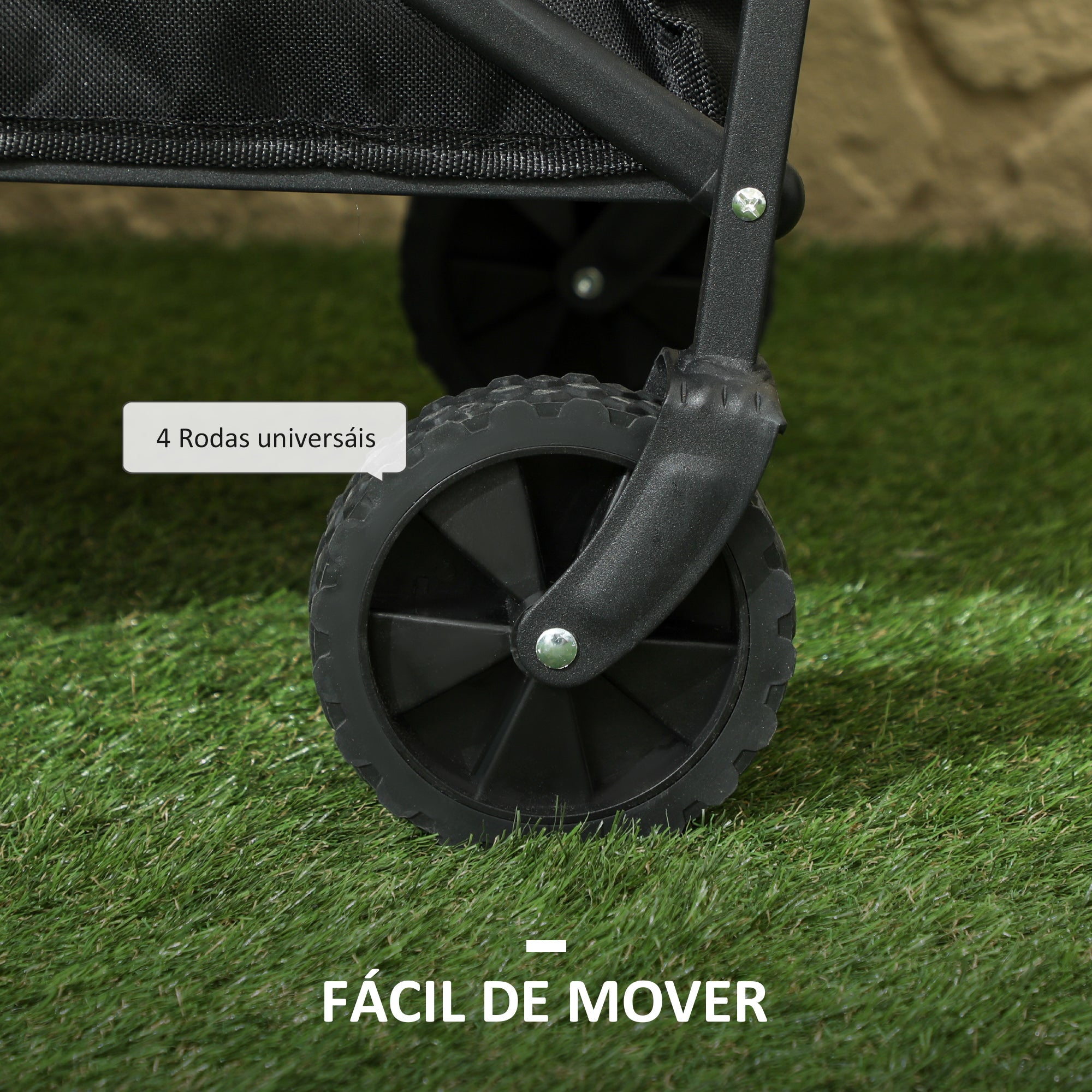 Carrinho de Transporte Dobrável Preto 64x42x27 cm