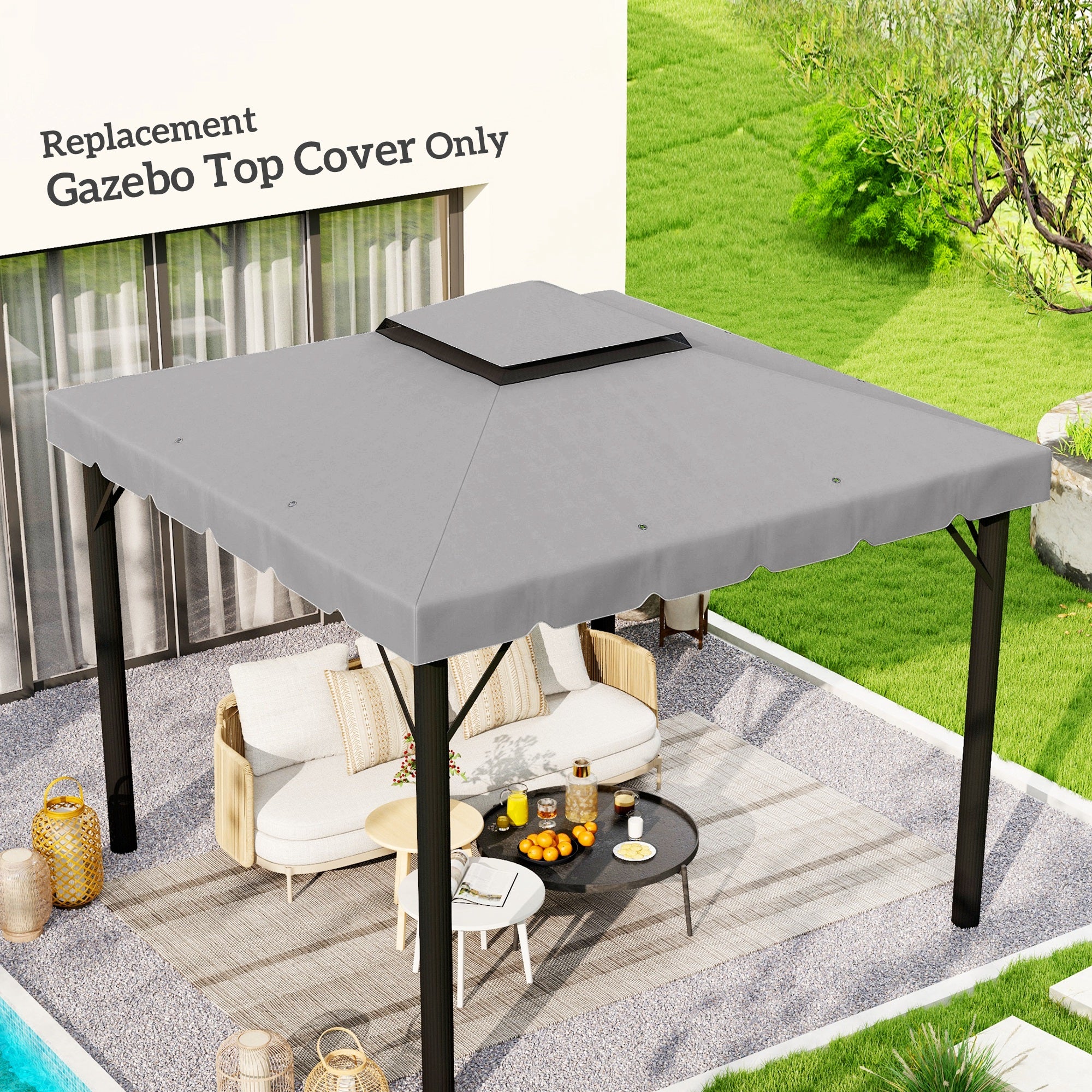 Toldo de Substituição para Pérgola 300x300 cm - Cinza Claro