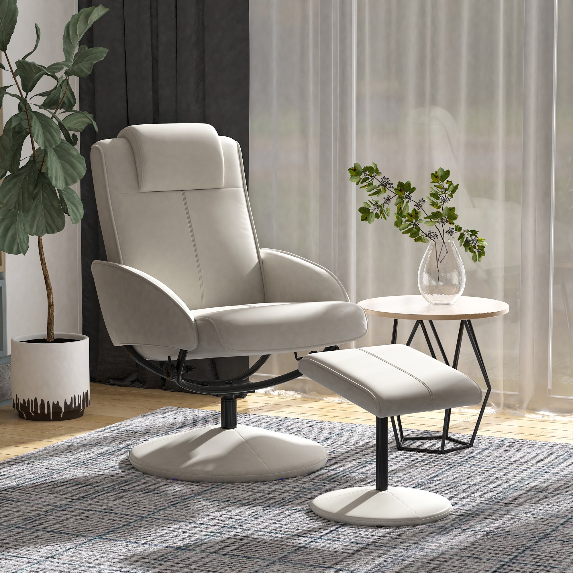 Poltrona Relax Reclinável 145° com Apoio para os Pés - Cinzento 78x67x98 cm