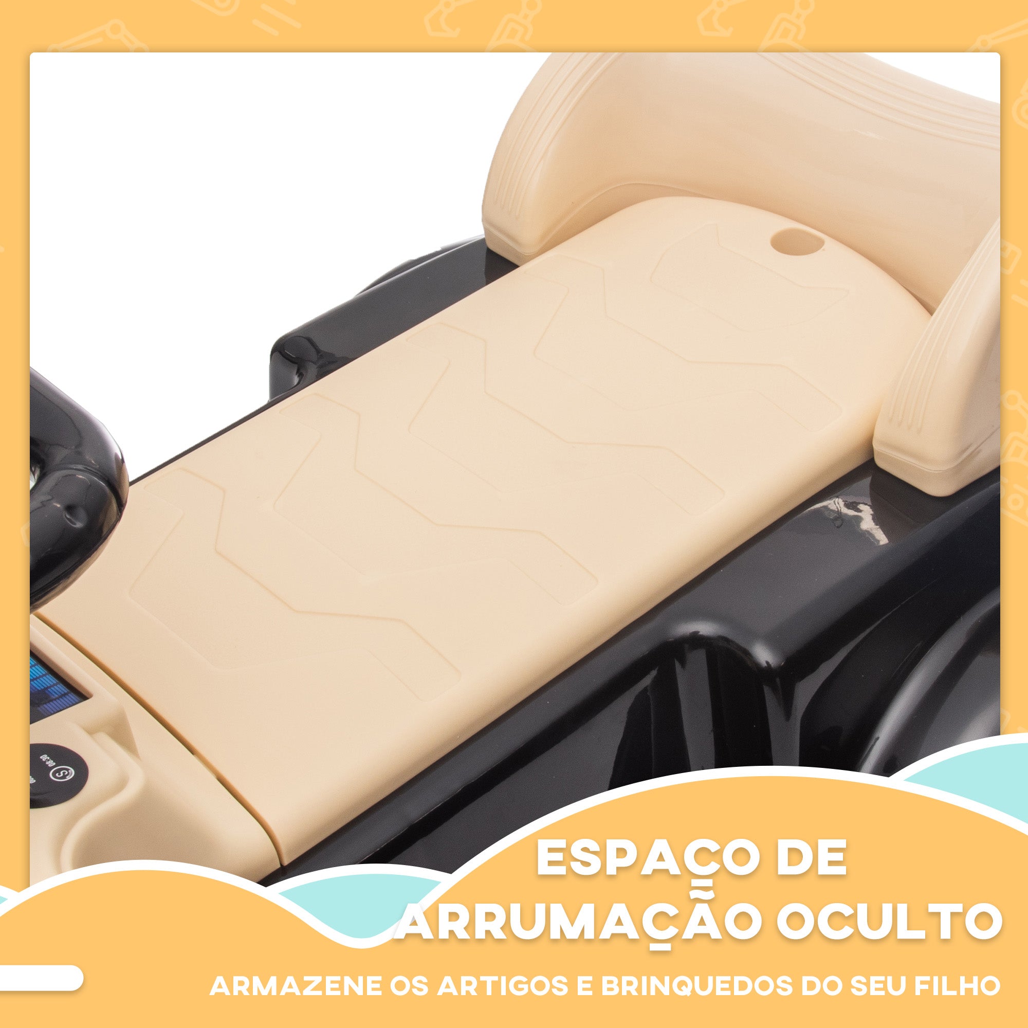 Carro Andador Preto 77,5x41,5x45 cm para Crianças de 18-48 Meses