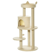 Arranhador para Gatos com Postes de Sisal e Bola Suspensa 48x48x104 cm - Cor Bege