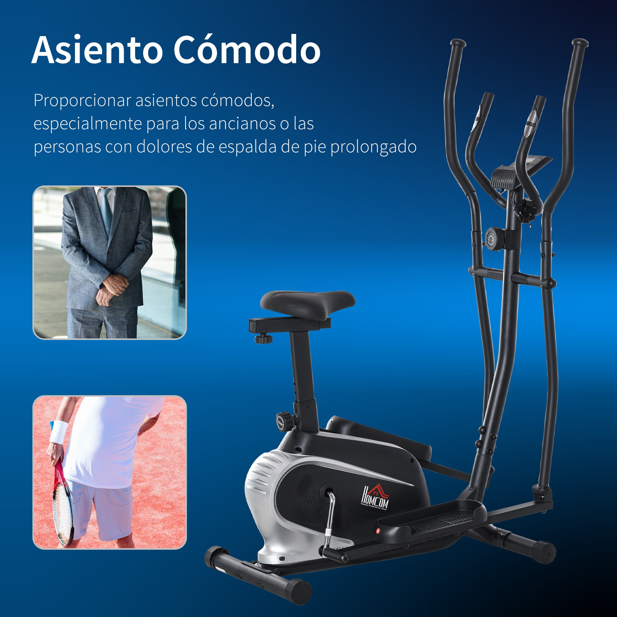 Bicicleta Elíptica Fitness Resistência Magnética Ajustável 103x62x151 cm Preto