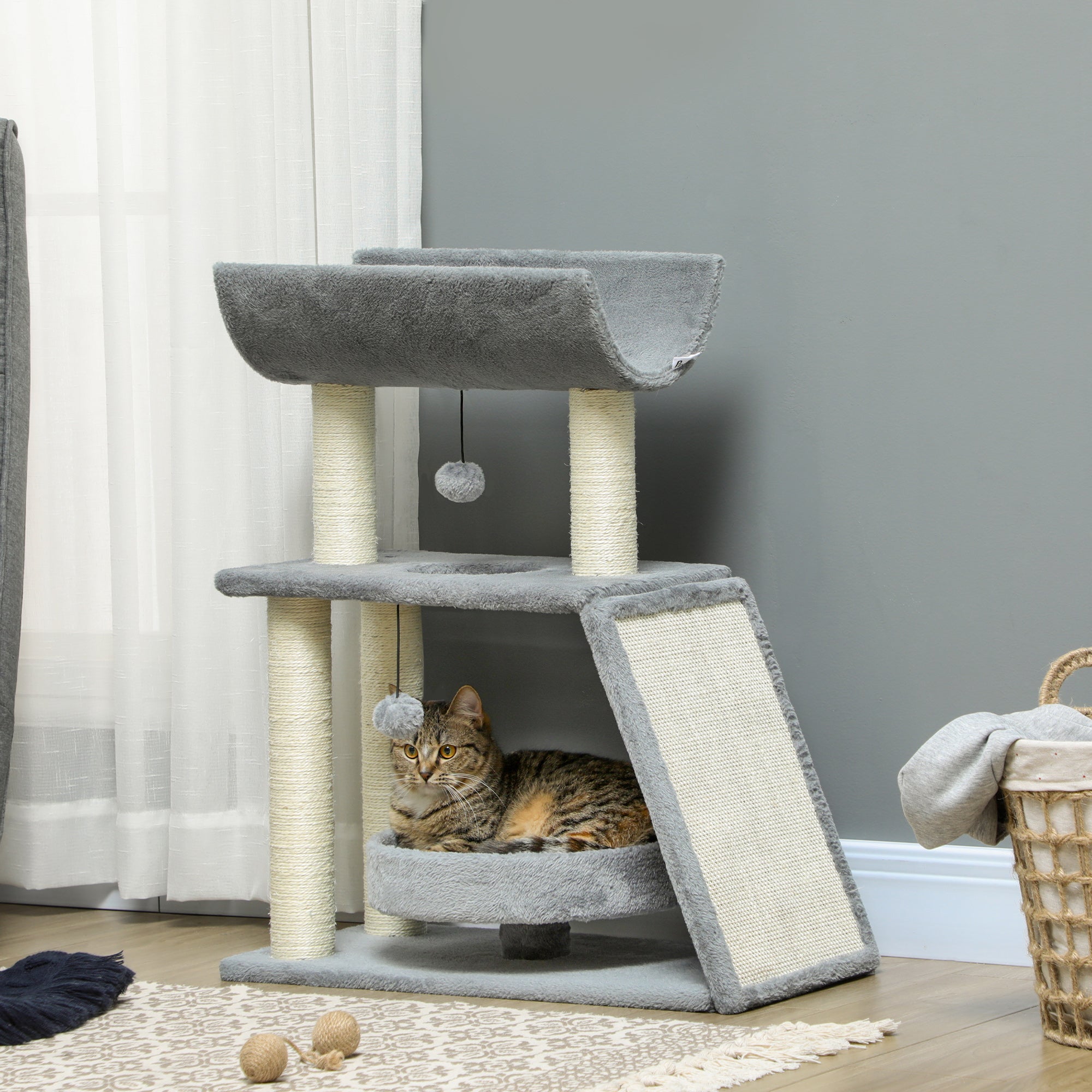 Arranhador para Gatos Altura 76 cm Cinzento