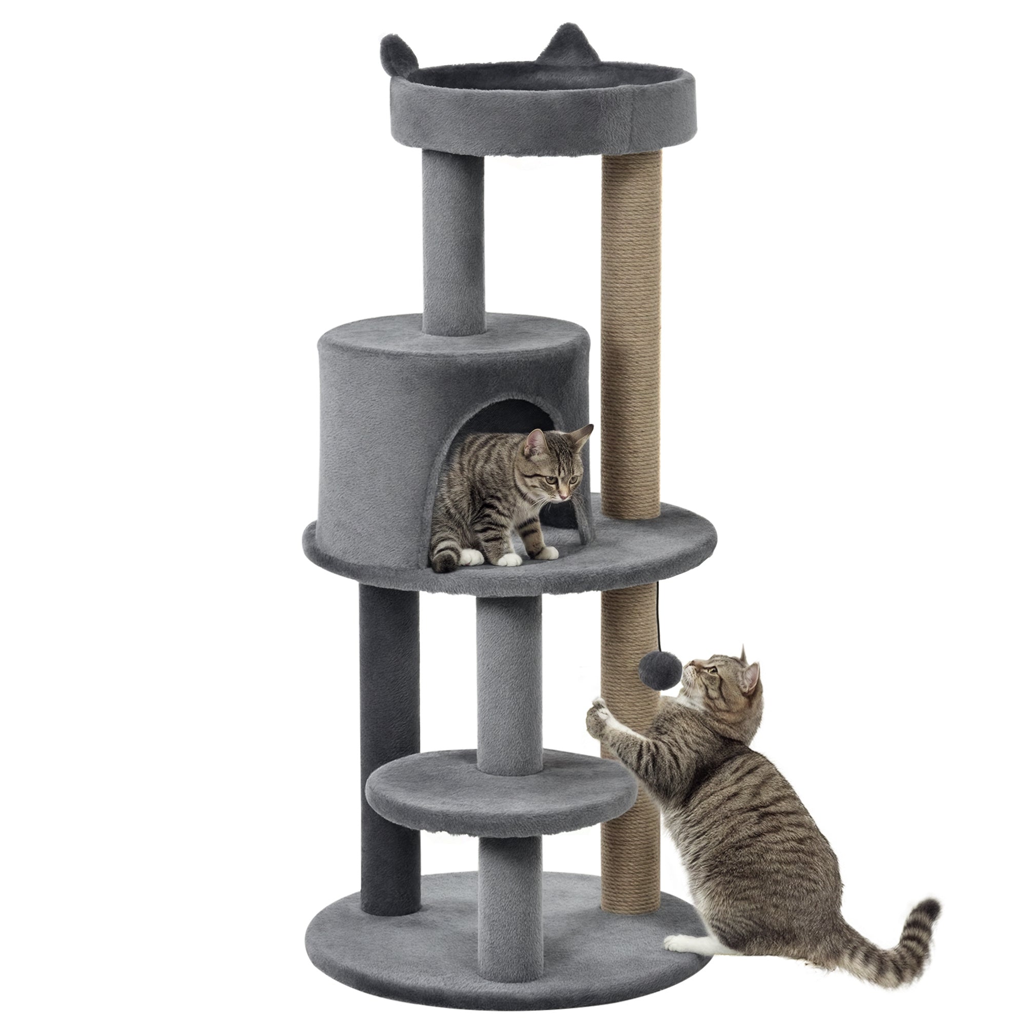 Árvore Arranhador para Gatos 48x48x104 cm Cinza