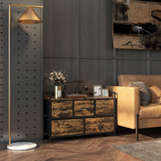 Cómoda de Tecido com 5 Gavetas - 98x29x63 cm - Castanho Rústico