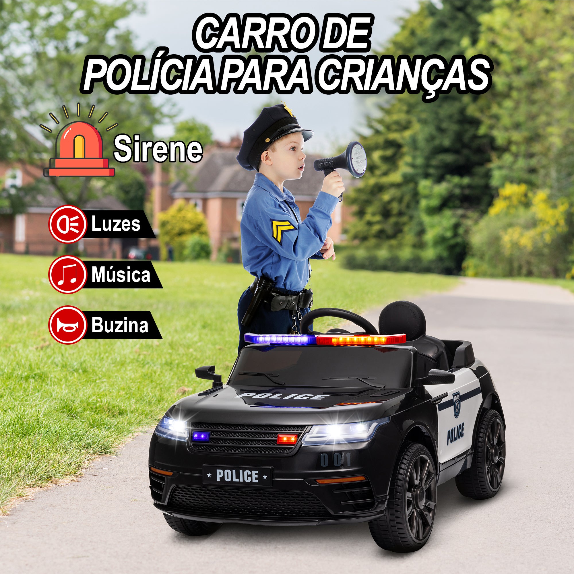 Carro Elétrico Infantil 112x66x50 cm Preto