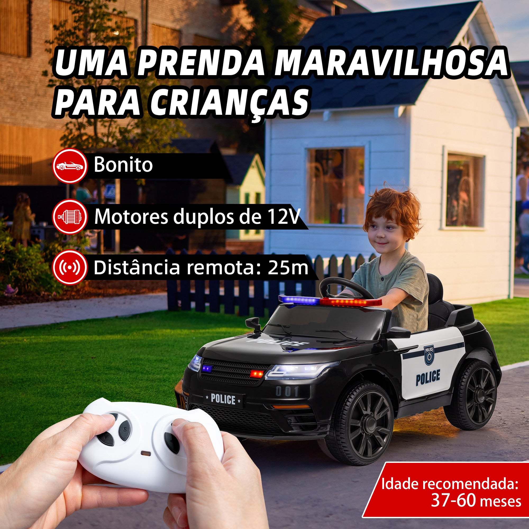 Carro Elétrico Infantil 112x66x50 cm Preto