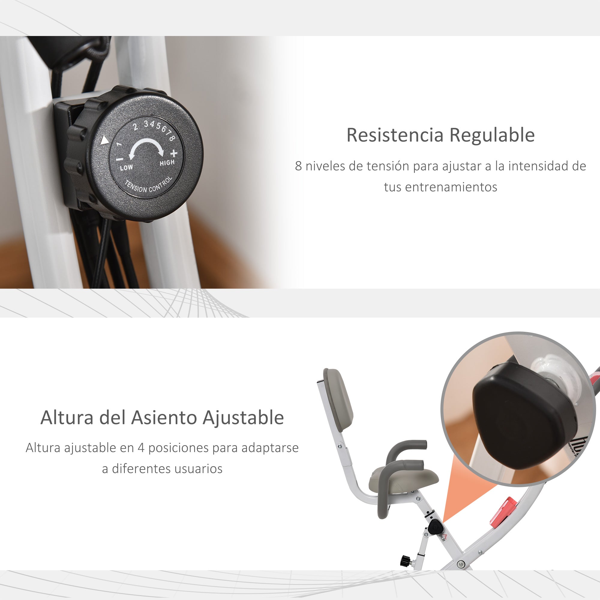 Bicicleta Estática Dobrável 51x97x115cm Rosa e Branco