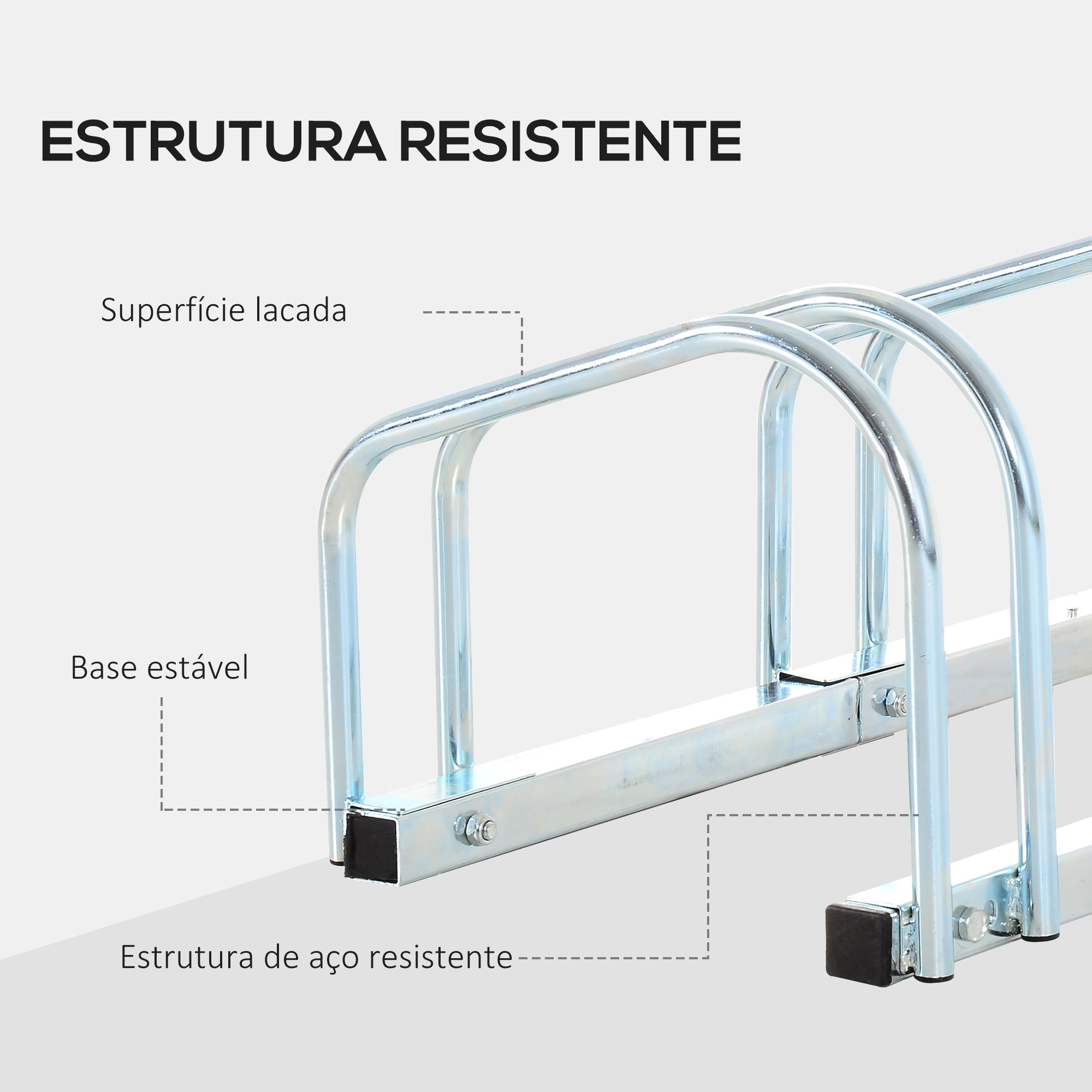 Estacionamento para 6 Bicicletas – 179x33x27 cm – Prata – Aço