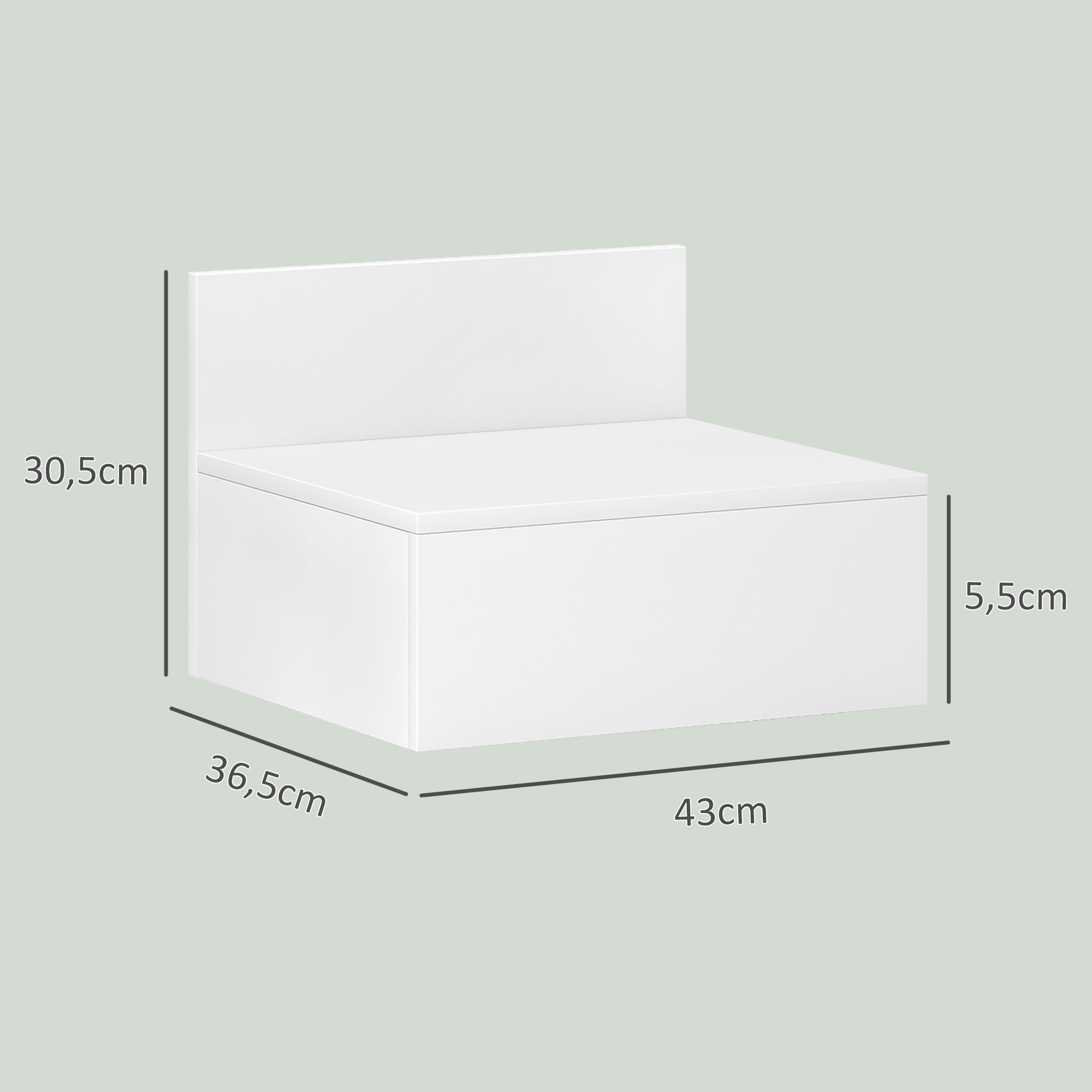 Conjunto de 2 Mesas de Cabeceira Flutuantes 43x36,5x30,5 cm - Branco