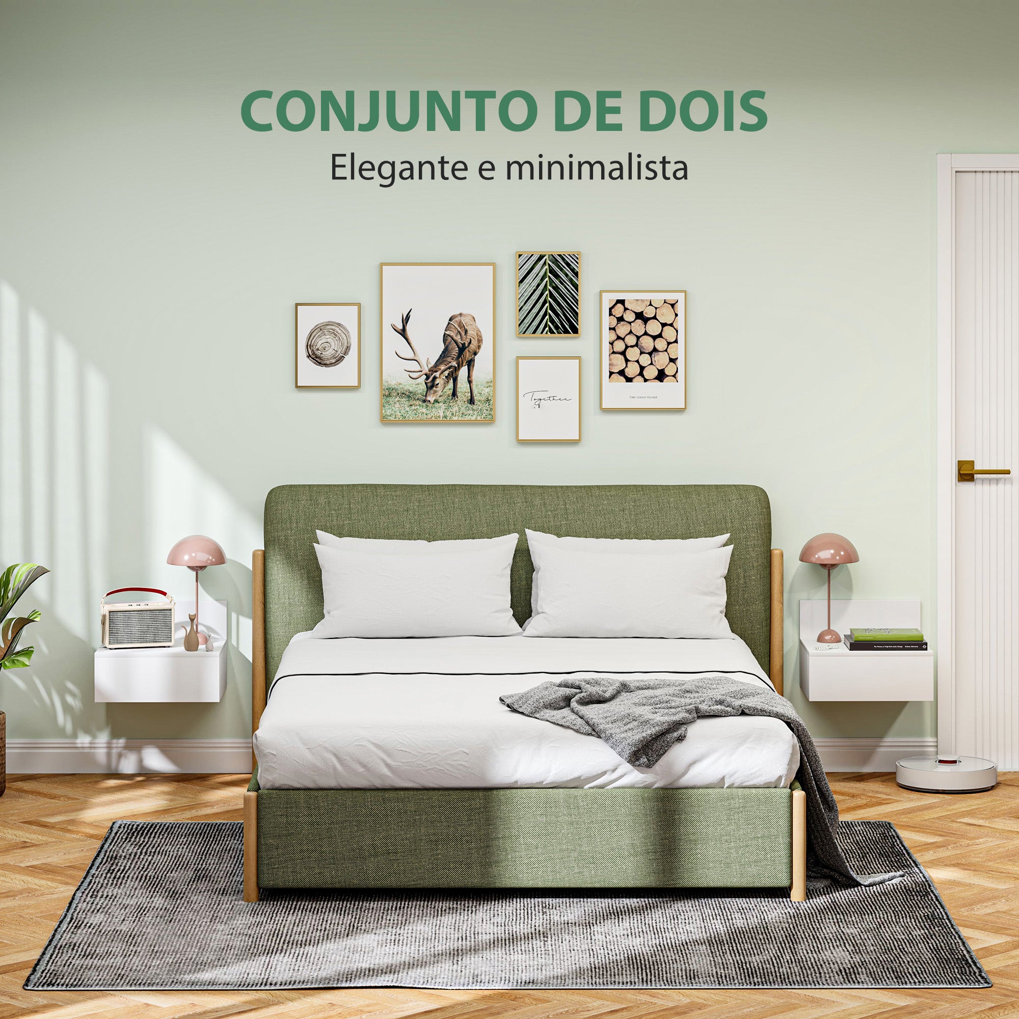 Conjunto de 2 Mesas de Cabeceira Flutuantes 43x36,5x30,5 cm - Branco