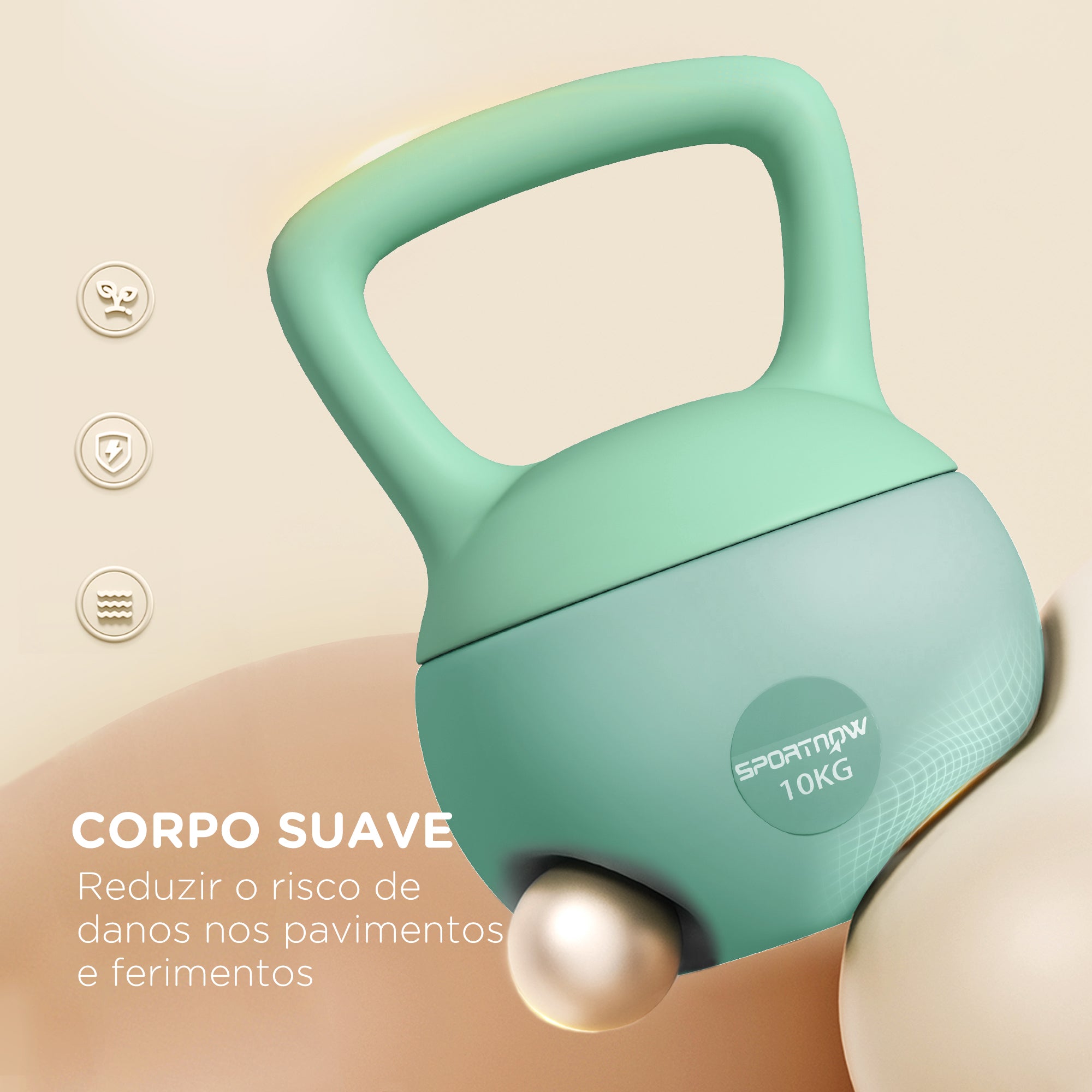 Kettlebell 10 kg Verde 21x21x30 cm - Treino Musculação em Casa