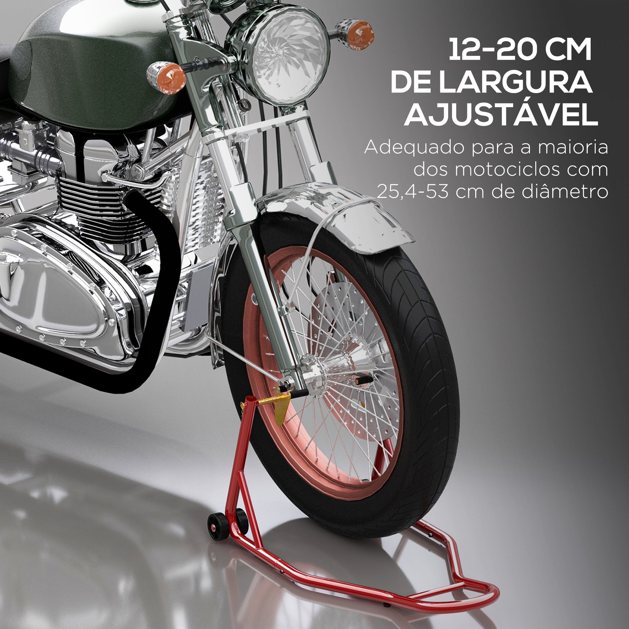 Suporte Dianteiro de Mota Portátil e Móvel - Vermelho - 80 x 50 x 40 cm