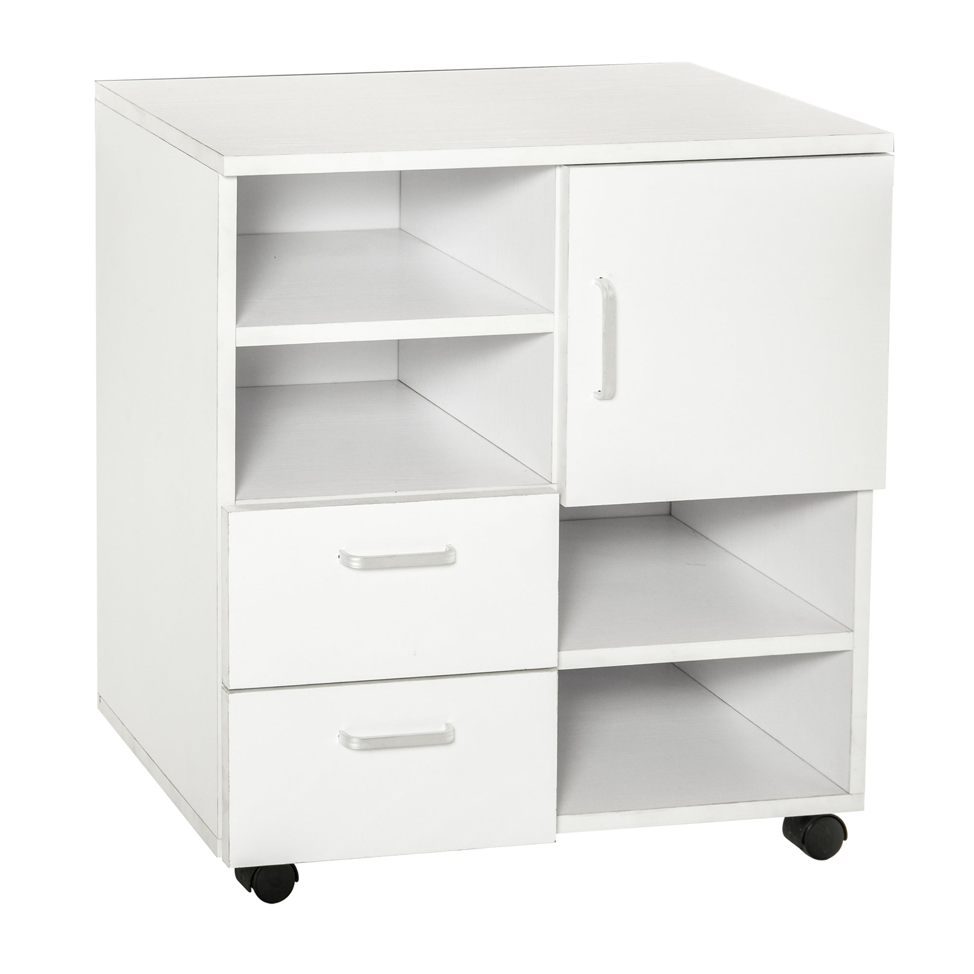 Móvel Auxiliar de Escritório com Gavetas e Rodas 60x65x35 cm - Blanco
