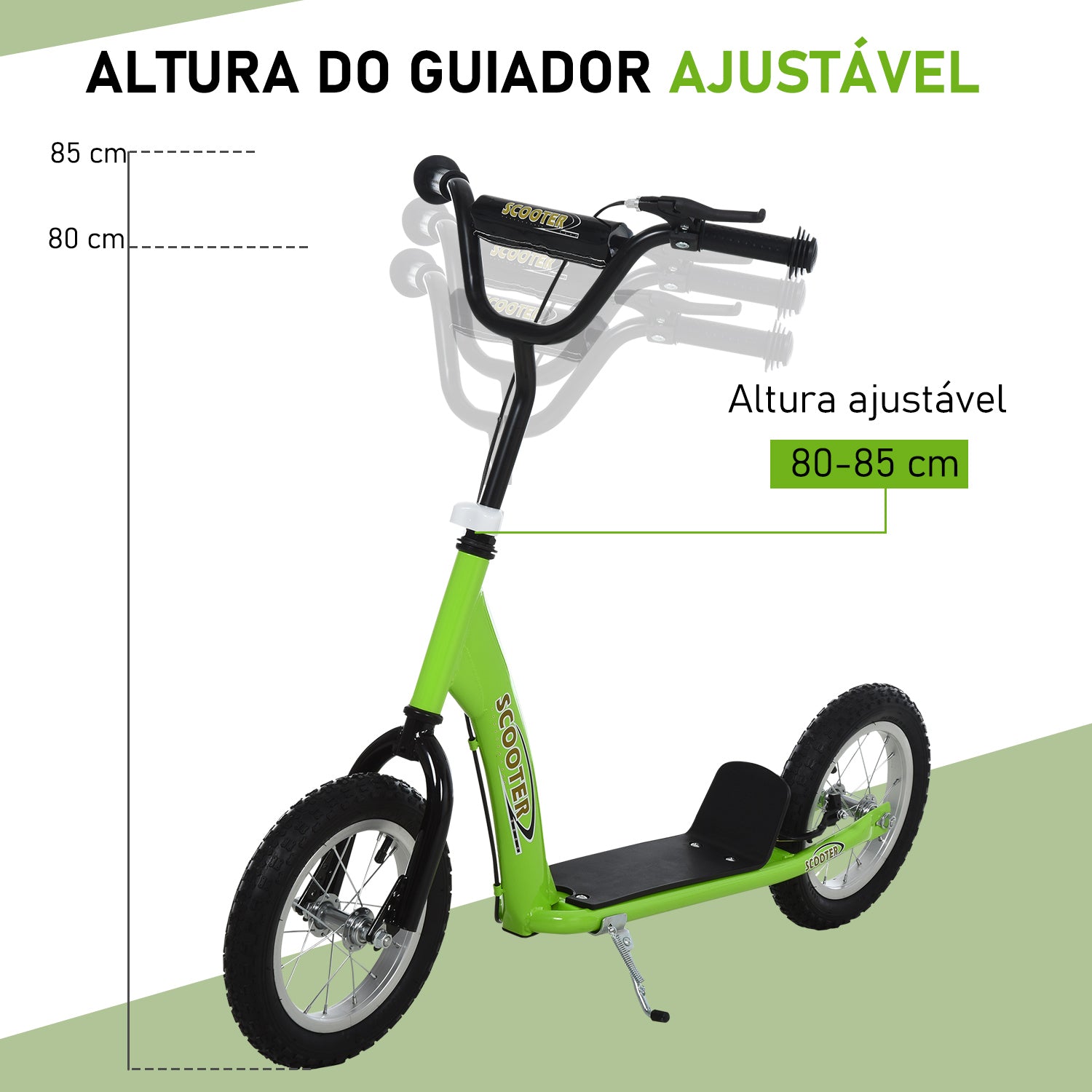 Trotinete para Crianças acima de 5 Anos - Medidas 117x52x80-85cm - Cor Verde