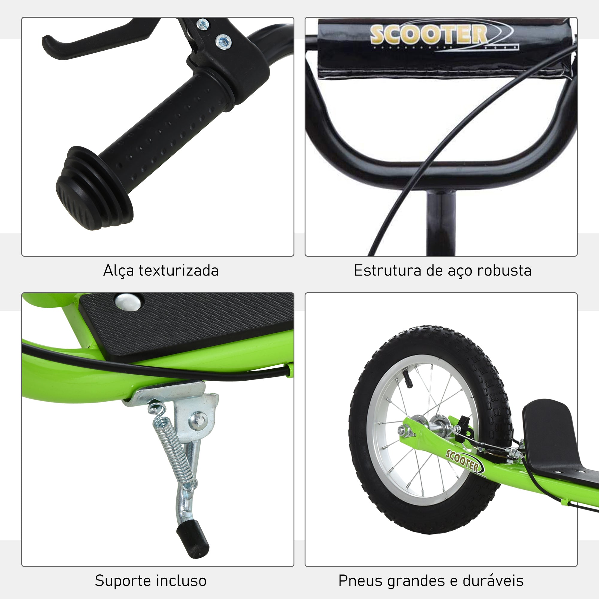 Trotinete para Crianças acima de 5 Anos - Medidas 117x52x80-85cm - Cor Verde