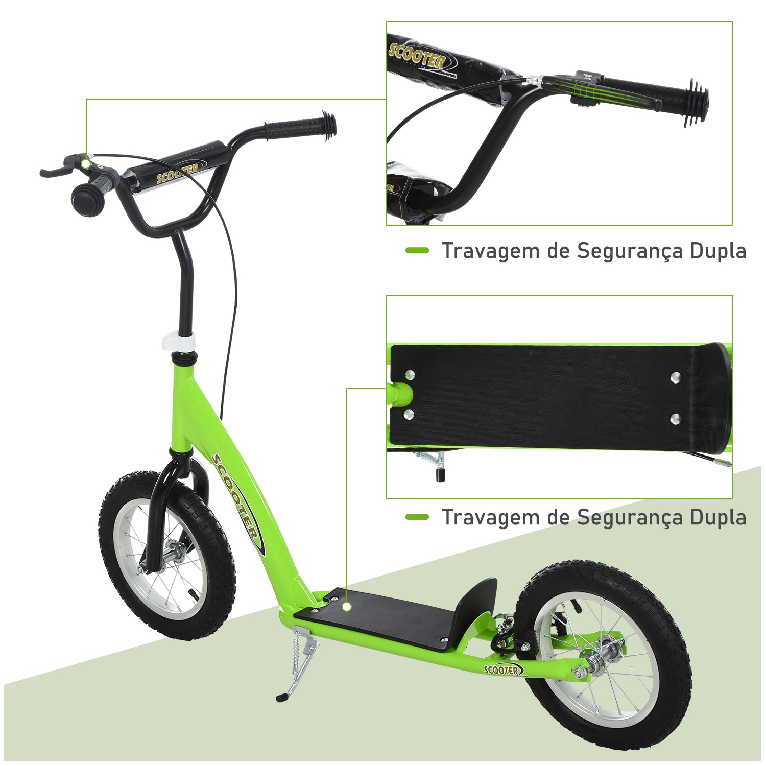 Trotinete para Crianças acima de 5 Anos - Medidas 117x52x80-85cm - Cor Verde