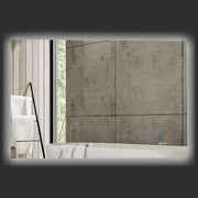Espelho de Casa de Banho Prata 90x60cm com Luz LED Anti-Embaciamento