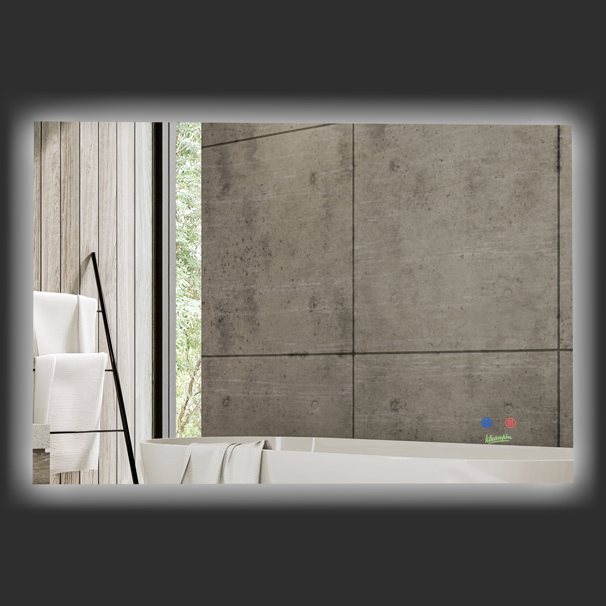 Espelho de Casa de Banho Prata 90x60cm com Luz LED Anti-Embaciamento