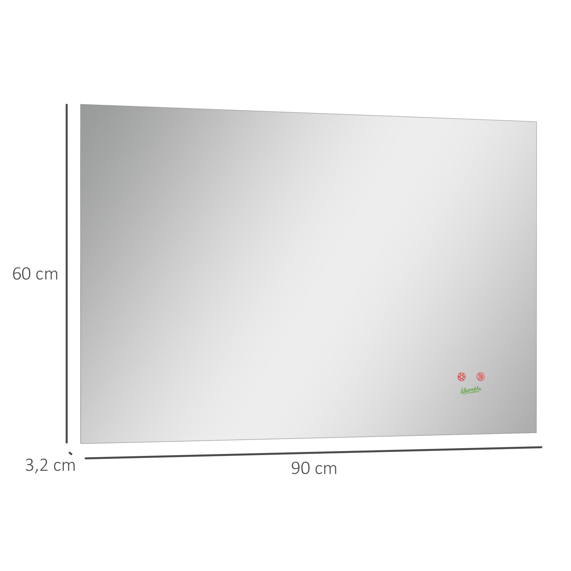 Espelho de Casa de Banho Prata 90x60cm com Luz LED Anti-Embaciamento