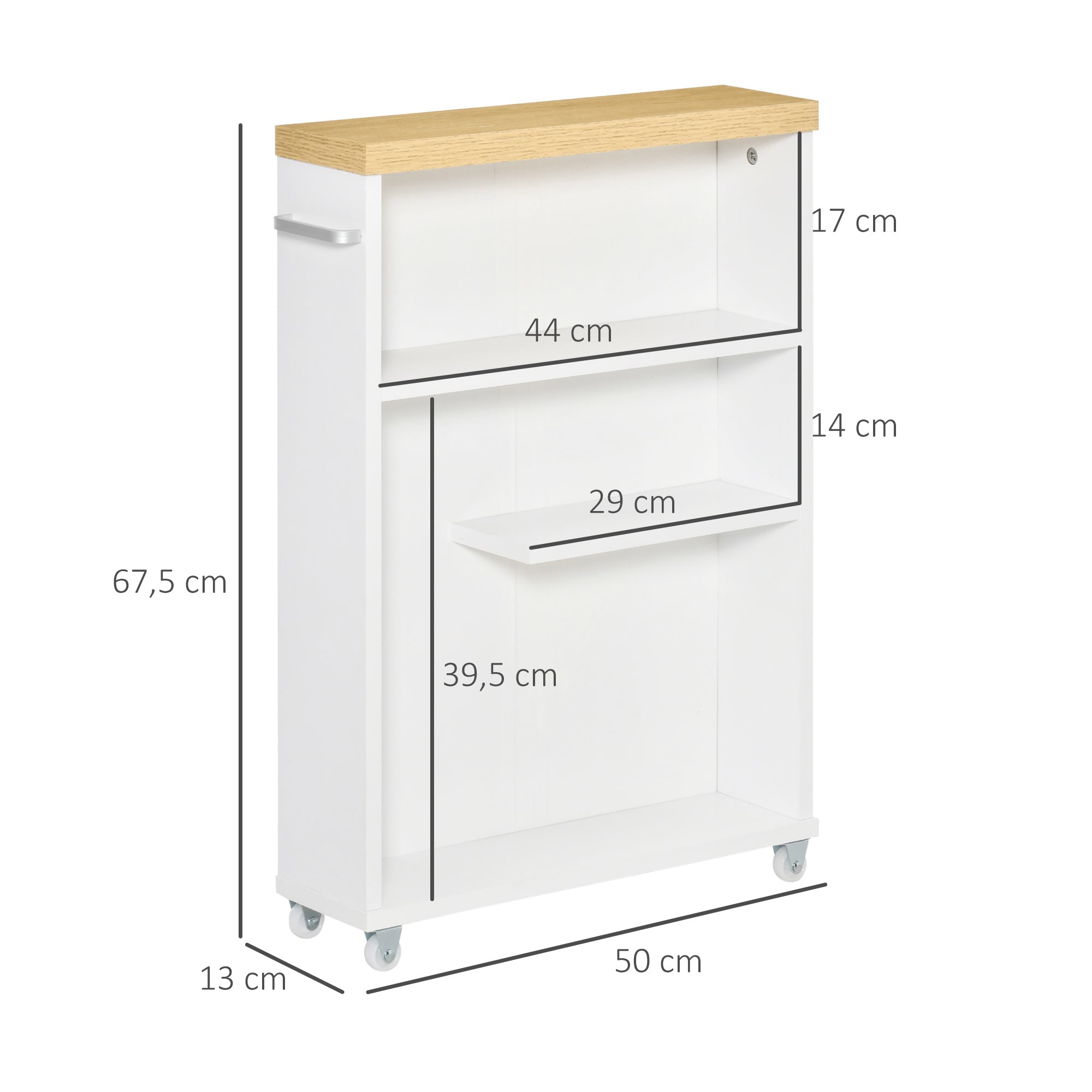 Gabinete Auxiliar de Banheiro 3 Prateleiras Branco 50x13x67,5 cm