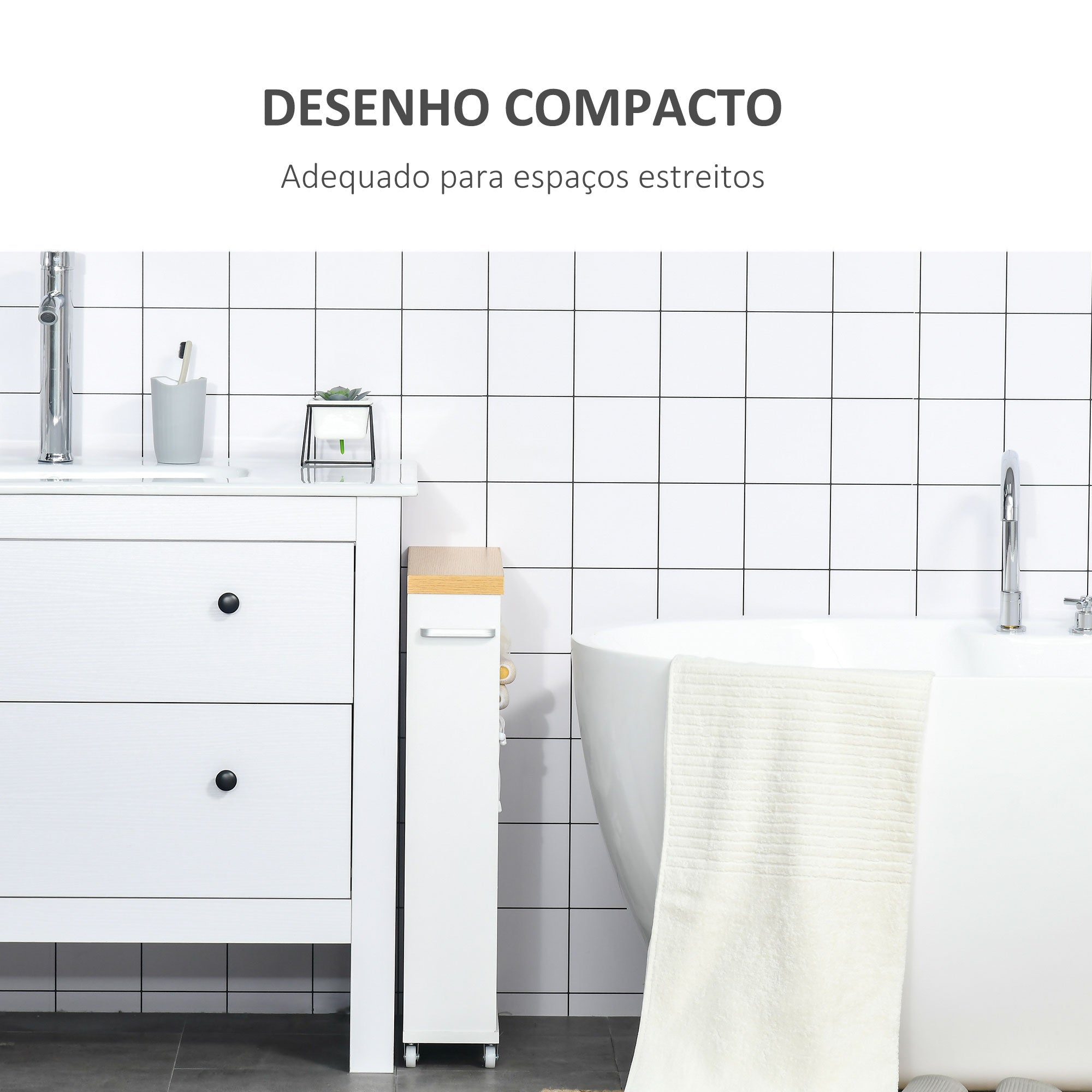 Gabinete Auxiliar de Banheiro 3 Prateleiras Branco 50x13x67,5 cm