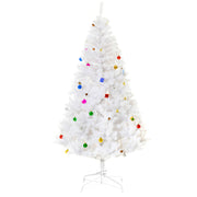 Árvore de Natal Artificial 180cm Branca com 930 Ramos de PVC e 48 Decorações - Ø105x180 cm