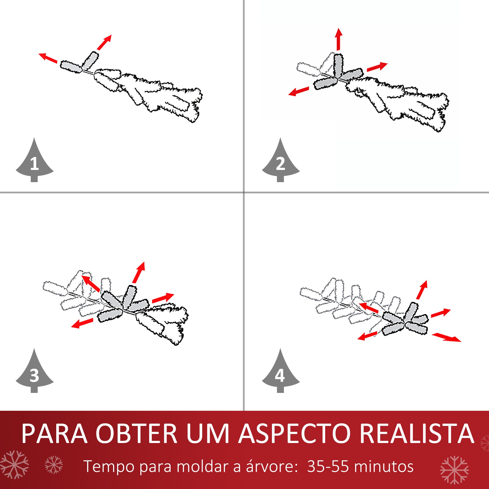 Árvore de Natal Artificial 180cm Branca com 930 Ramos de PVC e 48 Decorações - Ø105x180 cm