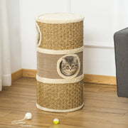 Arranhador em Forma de Cilindro para Gatos 37,5x37,5x70 cm - Castanho Claro e Bege