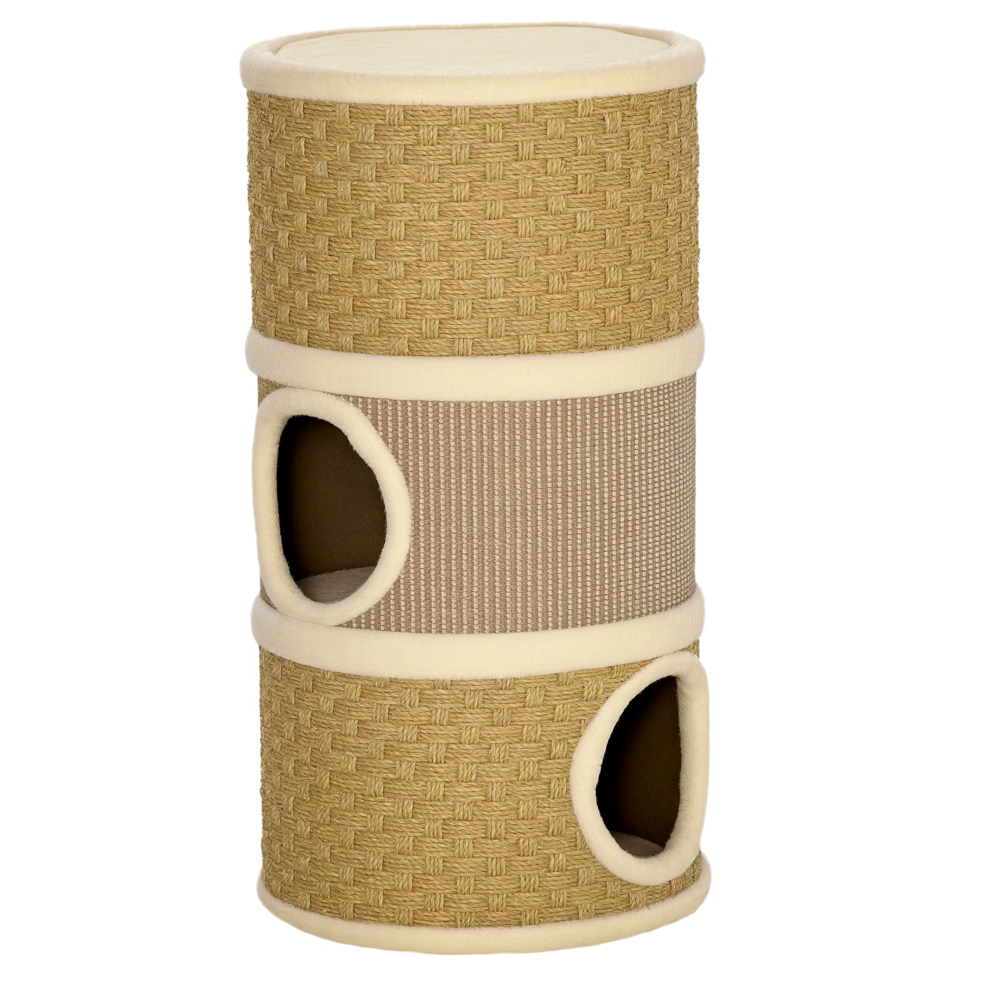 Arranhador em Forma de Cilindro para Gatos 37,5x37,5x70 cm - Castanho Claro e Bege