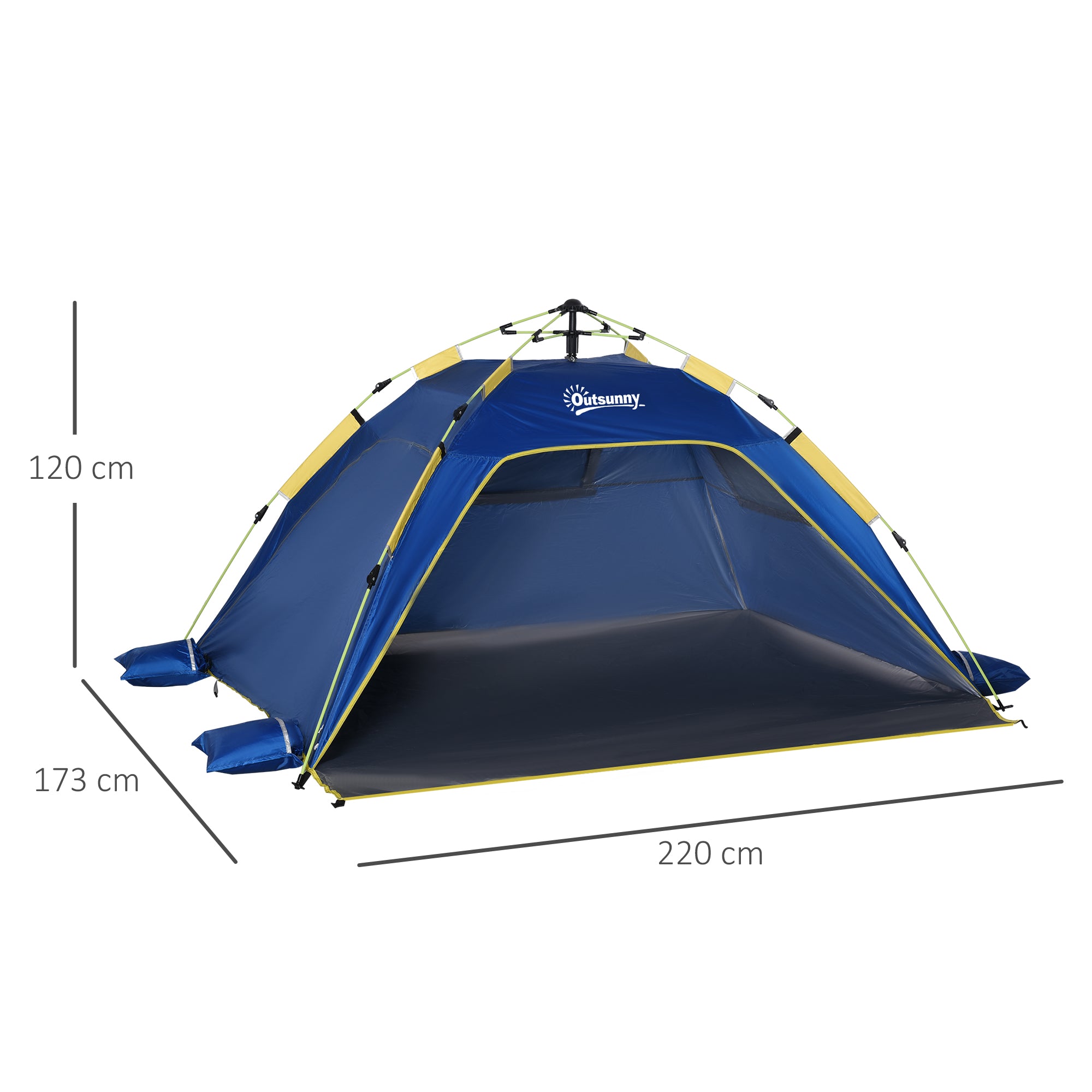Tenda de Praia Pop-up Azul Marrinho 220x173x120 cm