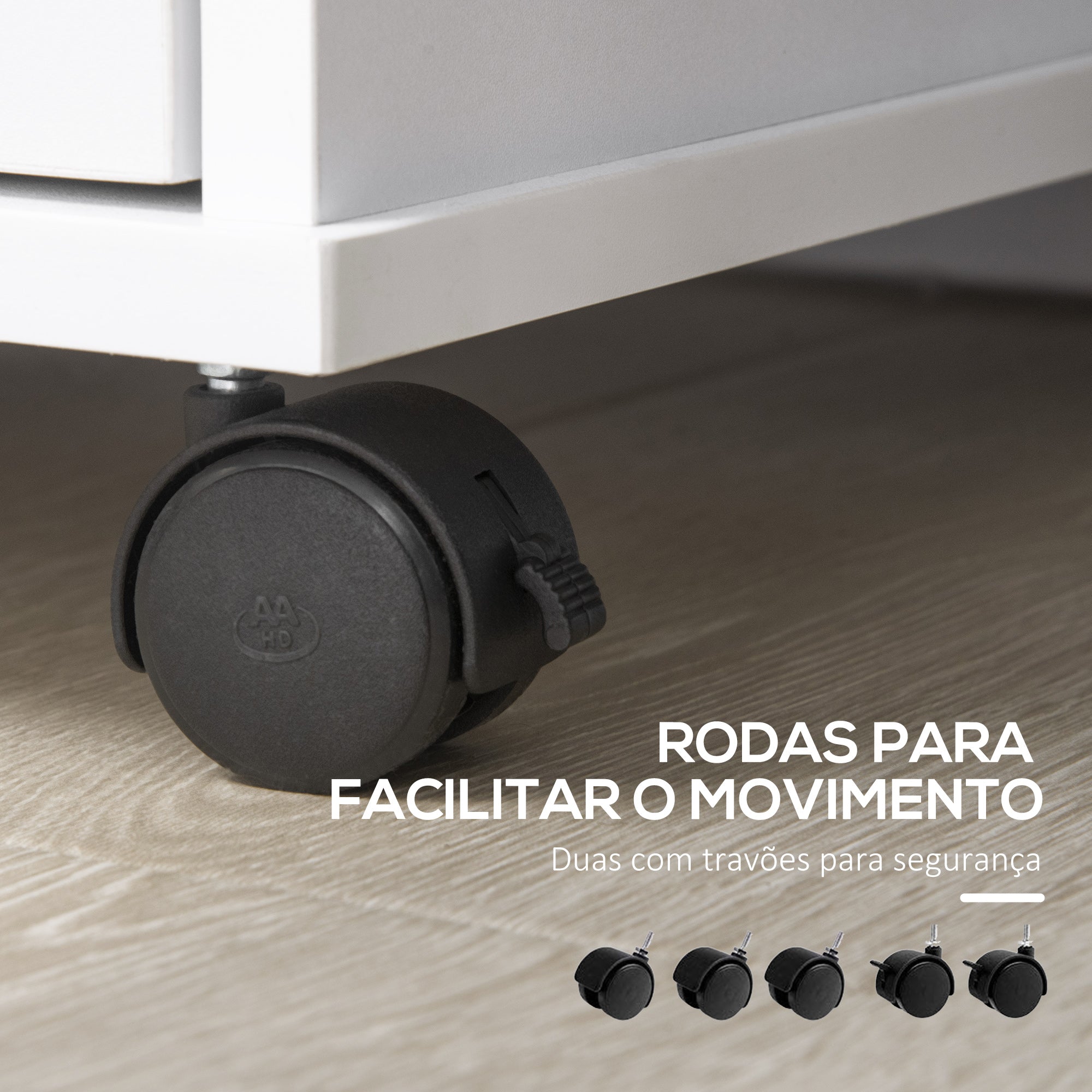 Armário Auxiliar de Escritório com Rodas 80x40x66.5 cm Branco