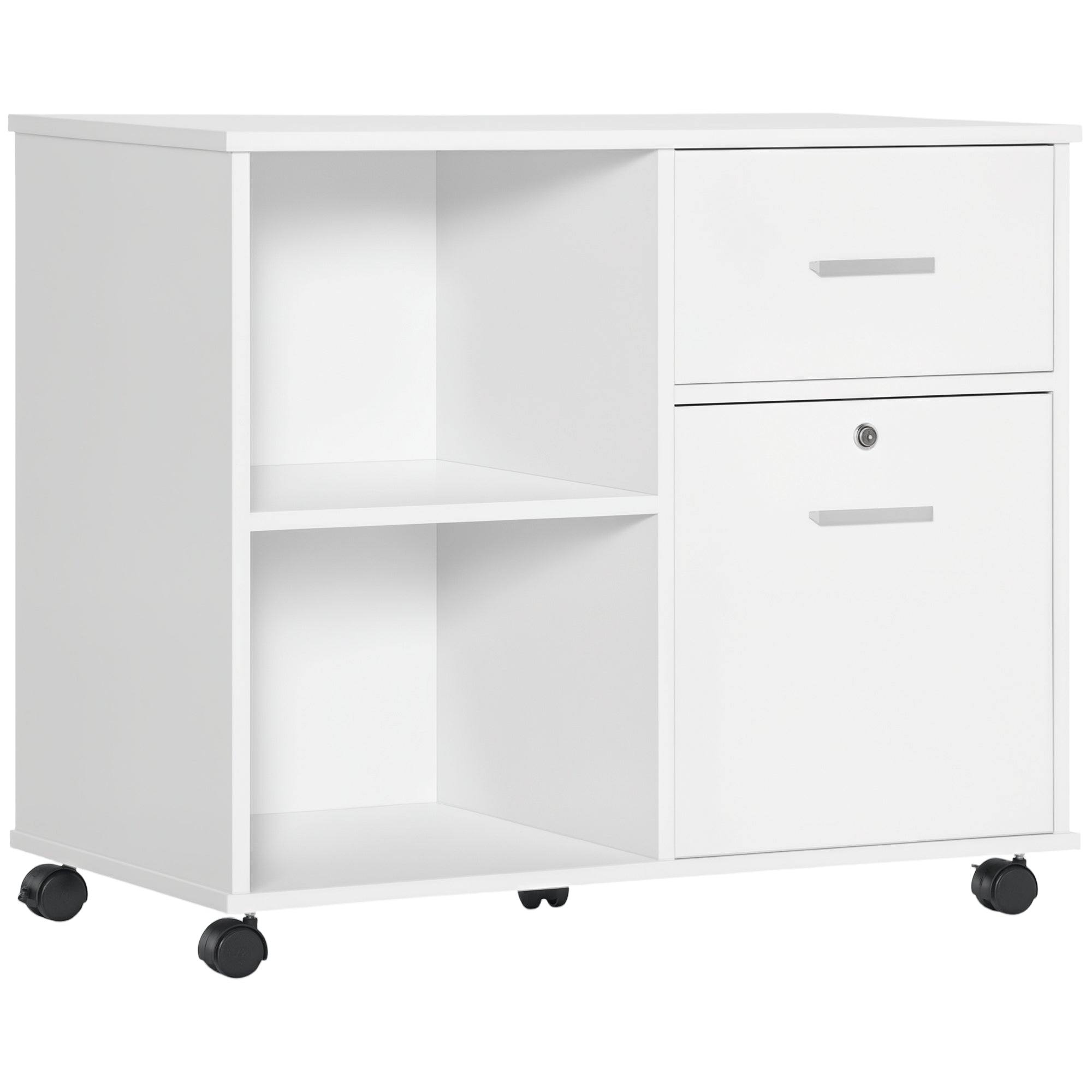 Armário Auxiliar de Escritório com Rodas 80x40x66.5 cm Branco
