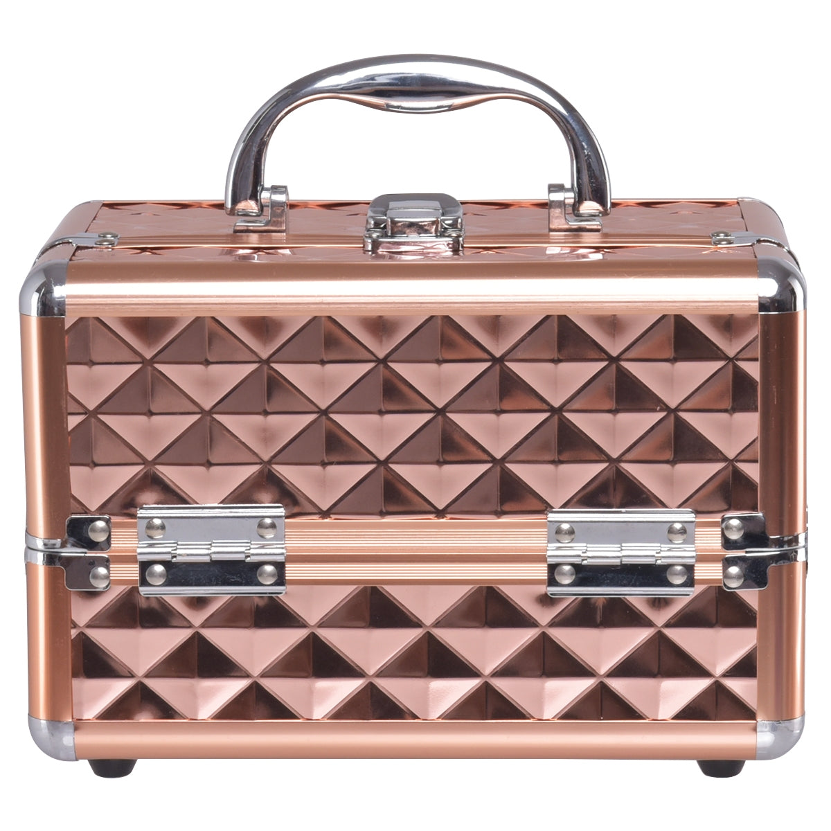 Estojo de cosméticos profissional com espelho. Estojo de maquilhagem multiusos para cosméticos 23 x 15 x 18 cm Ouro rosa