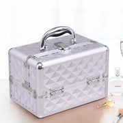 Estojo de maquilhagem profissional com espelho Estojo de viagem multiusos para cosméticos 23x15x18cm Prateado